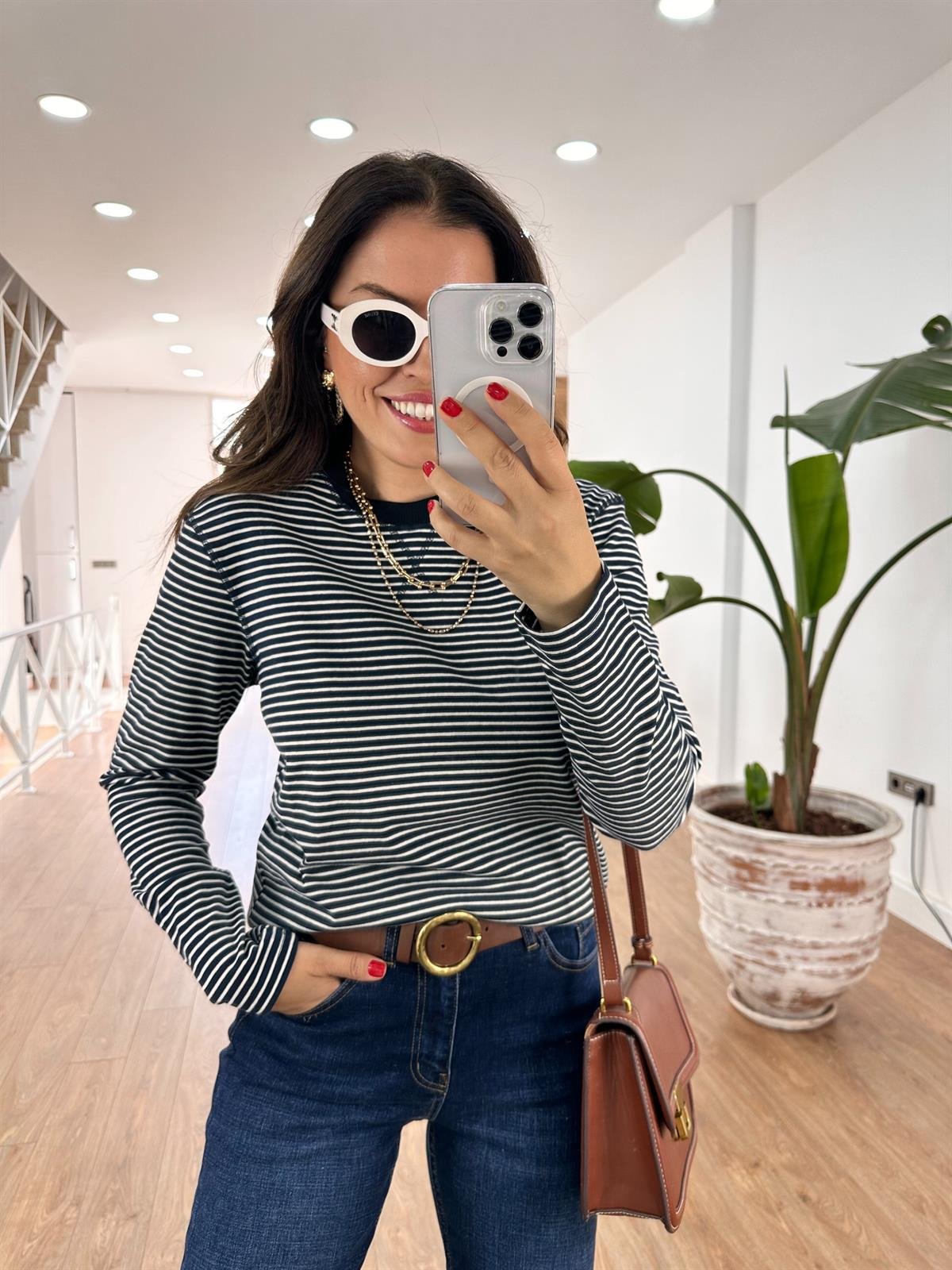 Orijinal Marka Çizgili Sweat-Lacivert