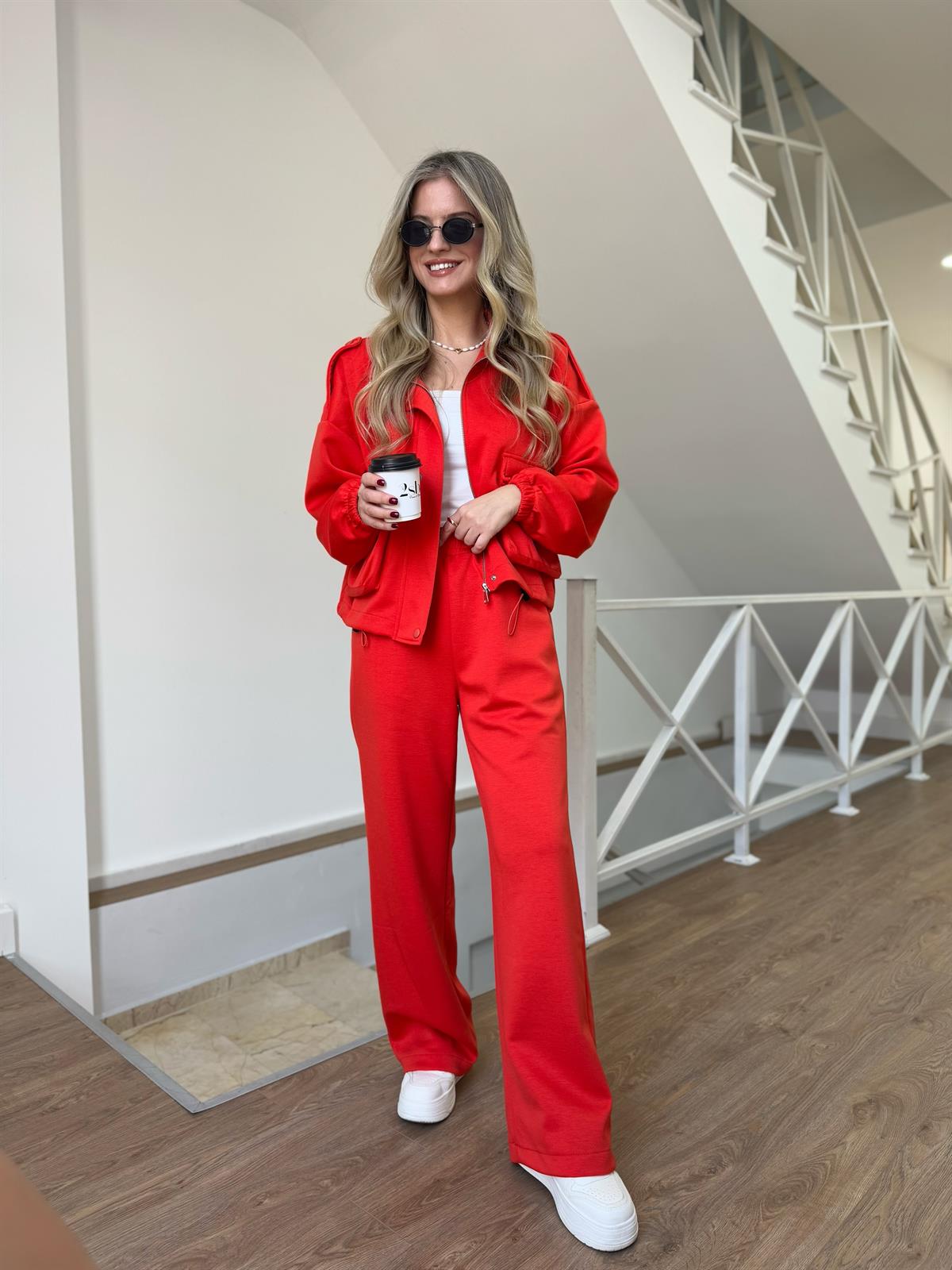 Orijinal Marka Cepli Eşofman Takımı - Kırmızı