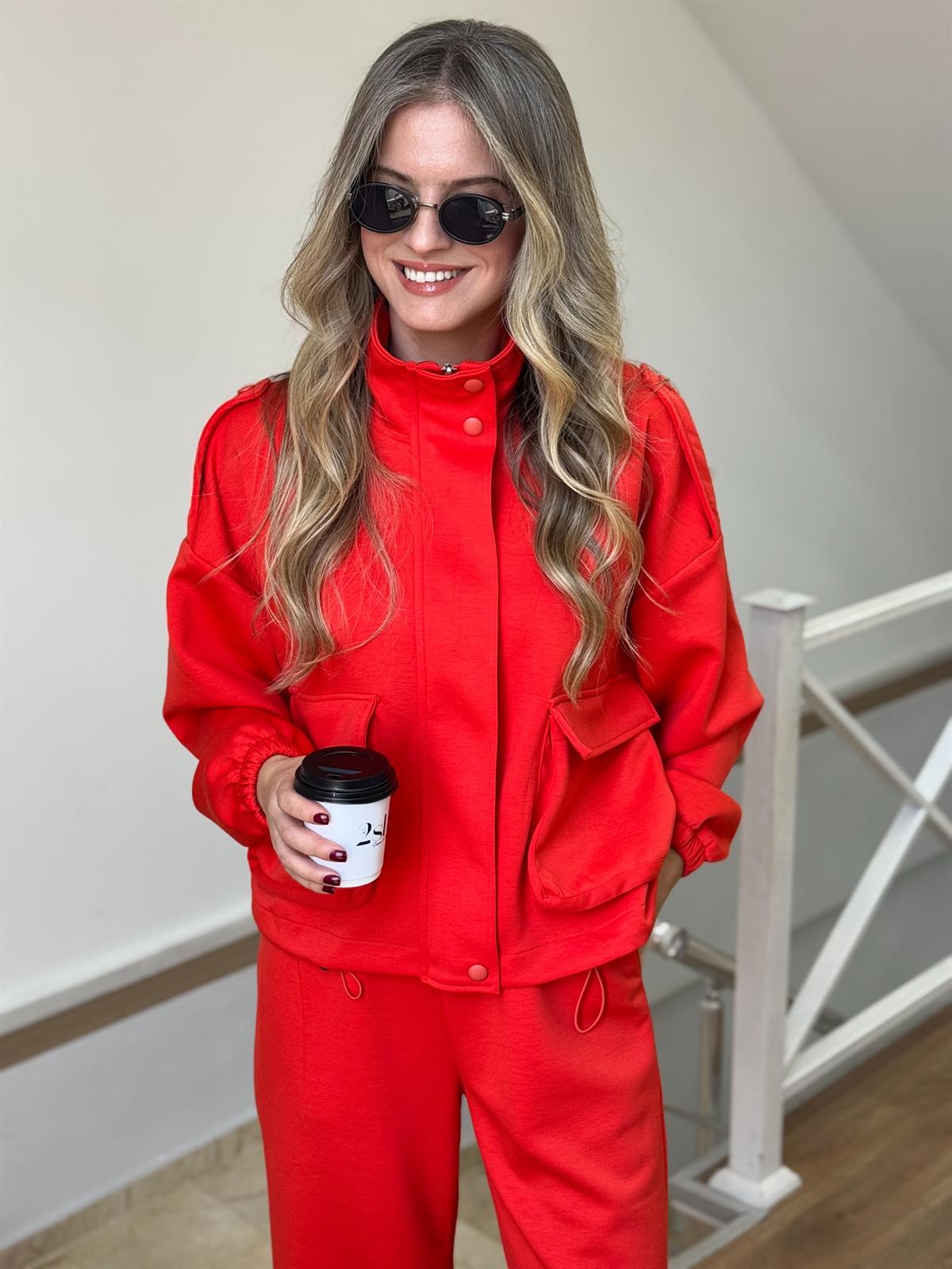 Orijinal Marka Cepli Eşofman Takımı - Kırmızı