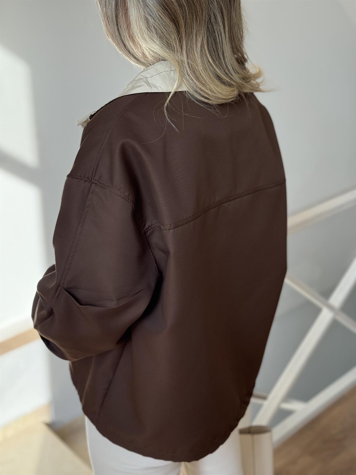 Orijinal Marka Fermuarlı Ceket - Kahverengi