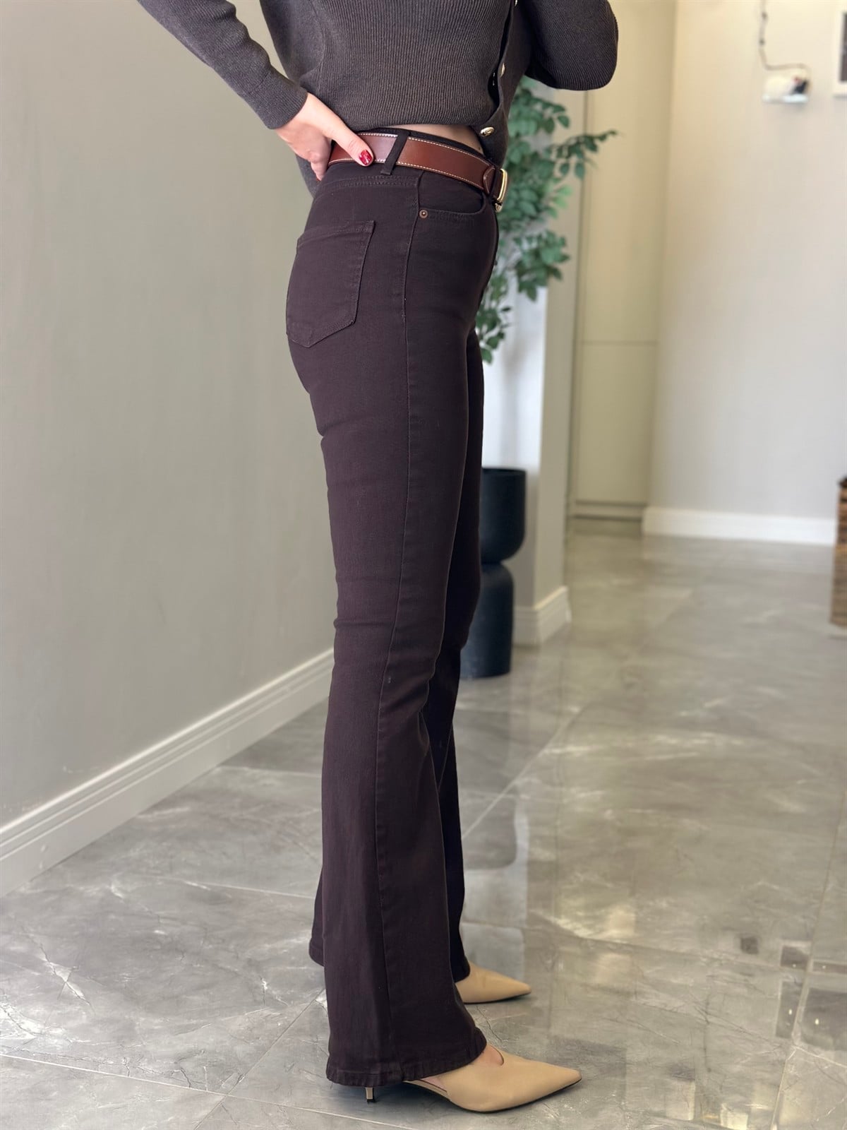 Orijinal Marka İspanyol Paça Jean - Kahverengi 