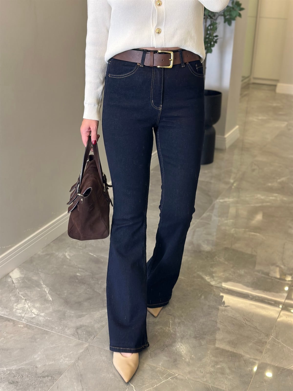 Orijinal Marka İspanyol Paça Jean - Koyu Lacivert