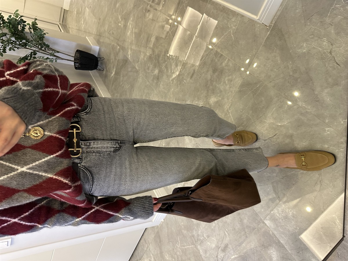 Orijinal Marka Kesik Paça Jean - Gri