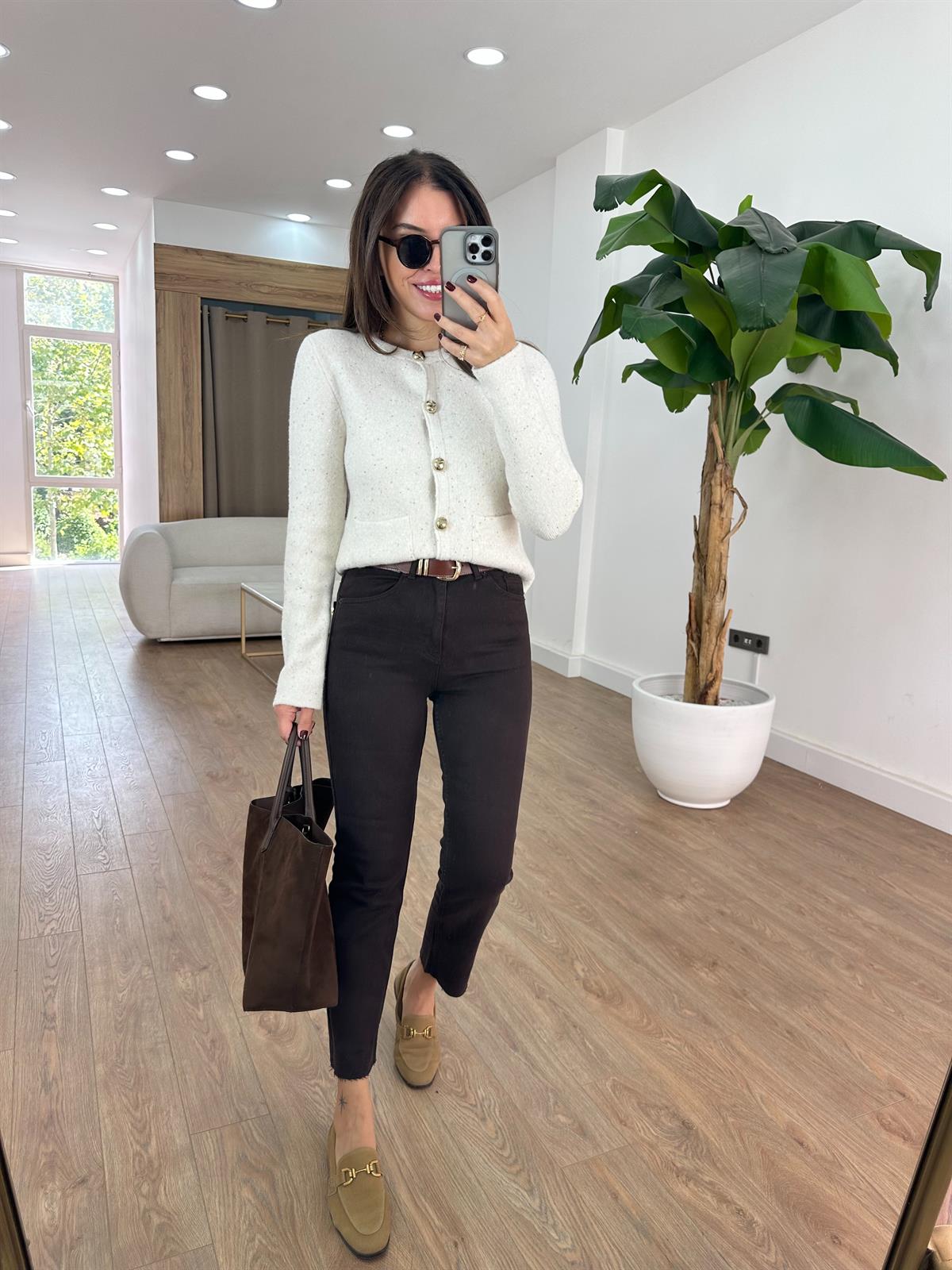 Orijinal Marka Kesik Paça Jean - Kahverengi