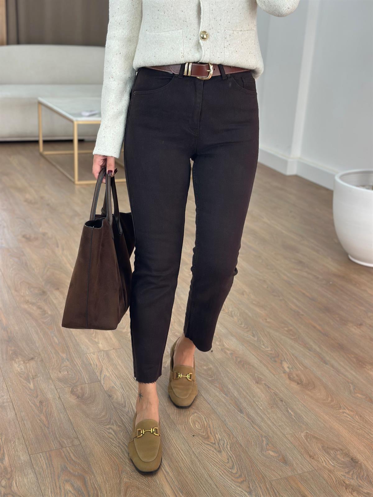 Orijinal Marka Kesik Paça Jean - Kahverengi