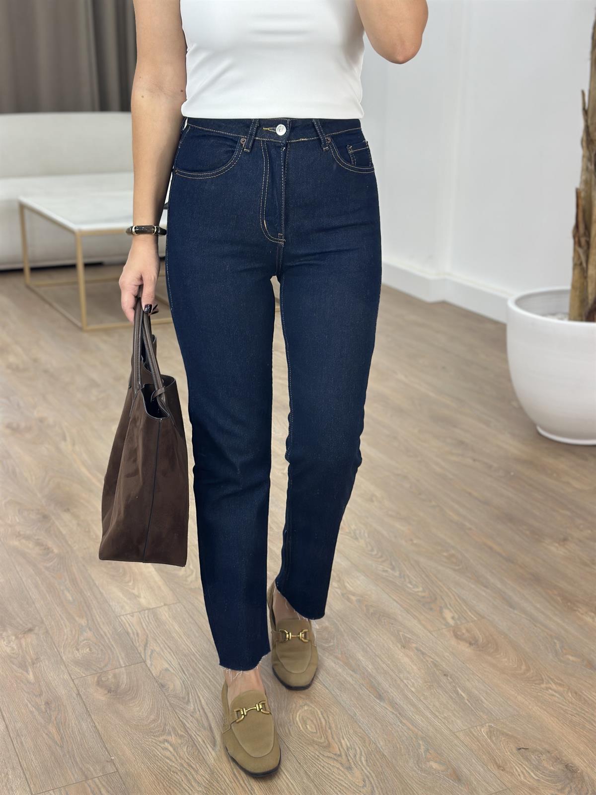 Orijinal Marka Kesik Paça Jean - Lacivert