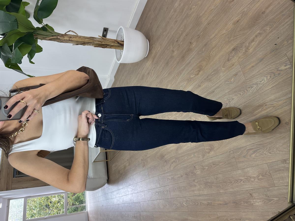 Orijinal Marka Kesik Paça Jean - Lacivert