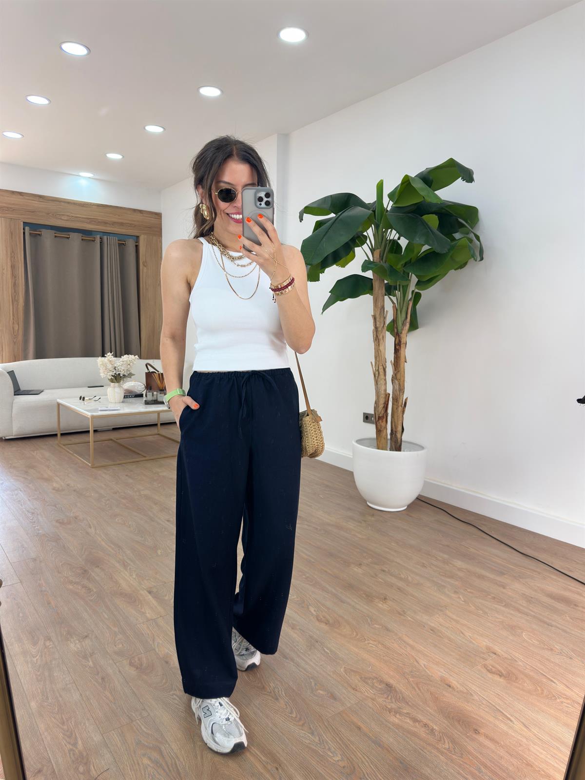 Orijinal Marka Keten Bol Paça Pantolon - Lacivert