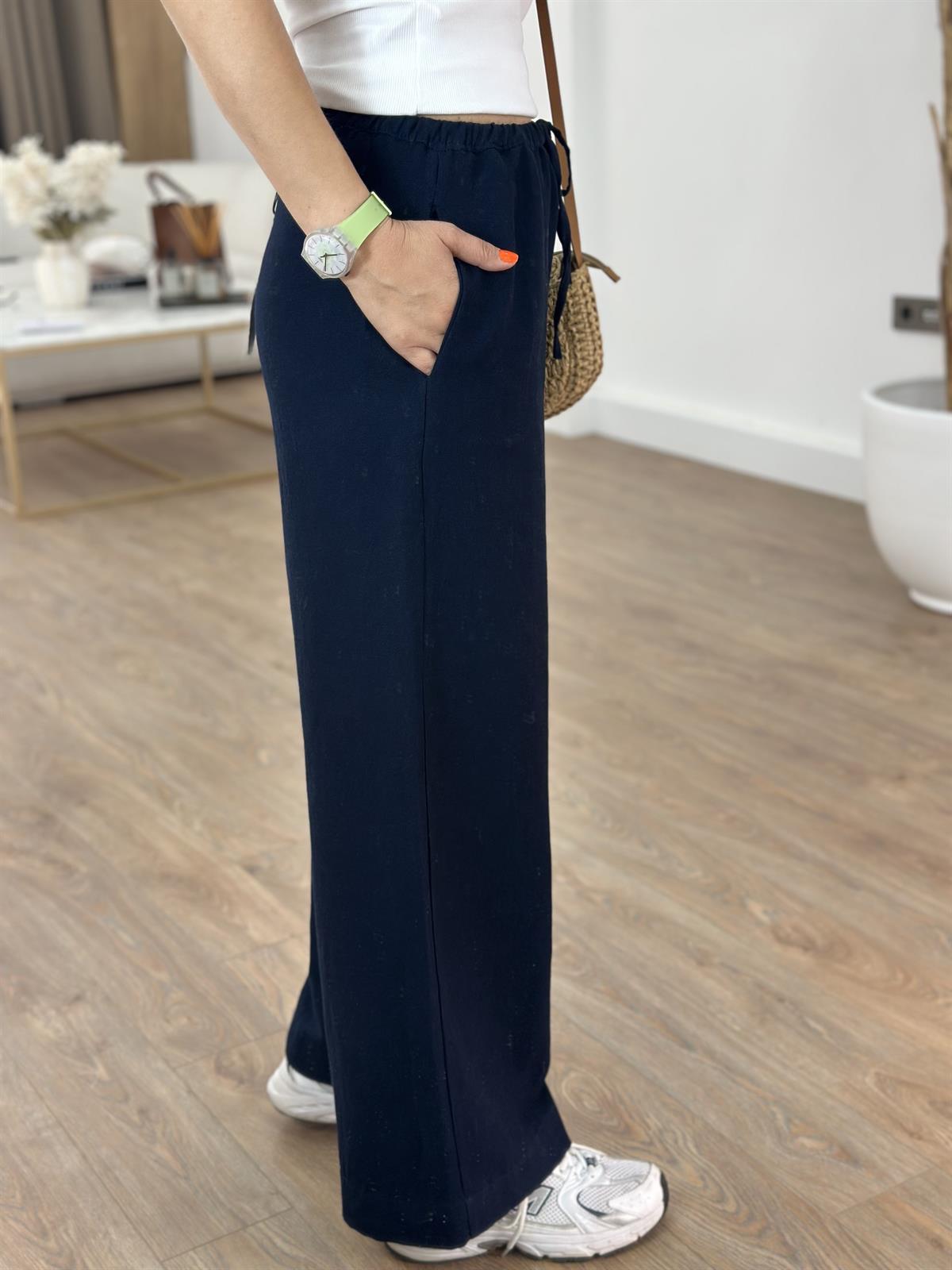 Orijinal Marka Keten Bol Paça Pantolon - Lacivert