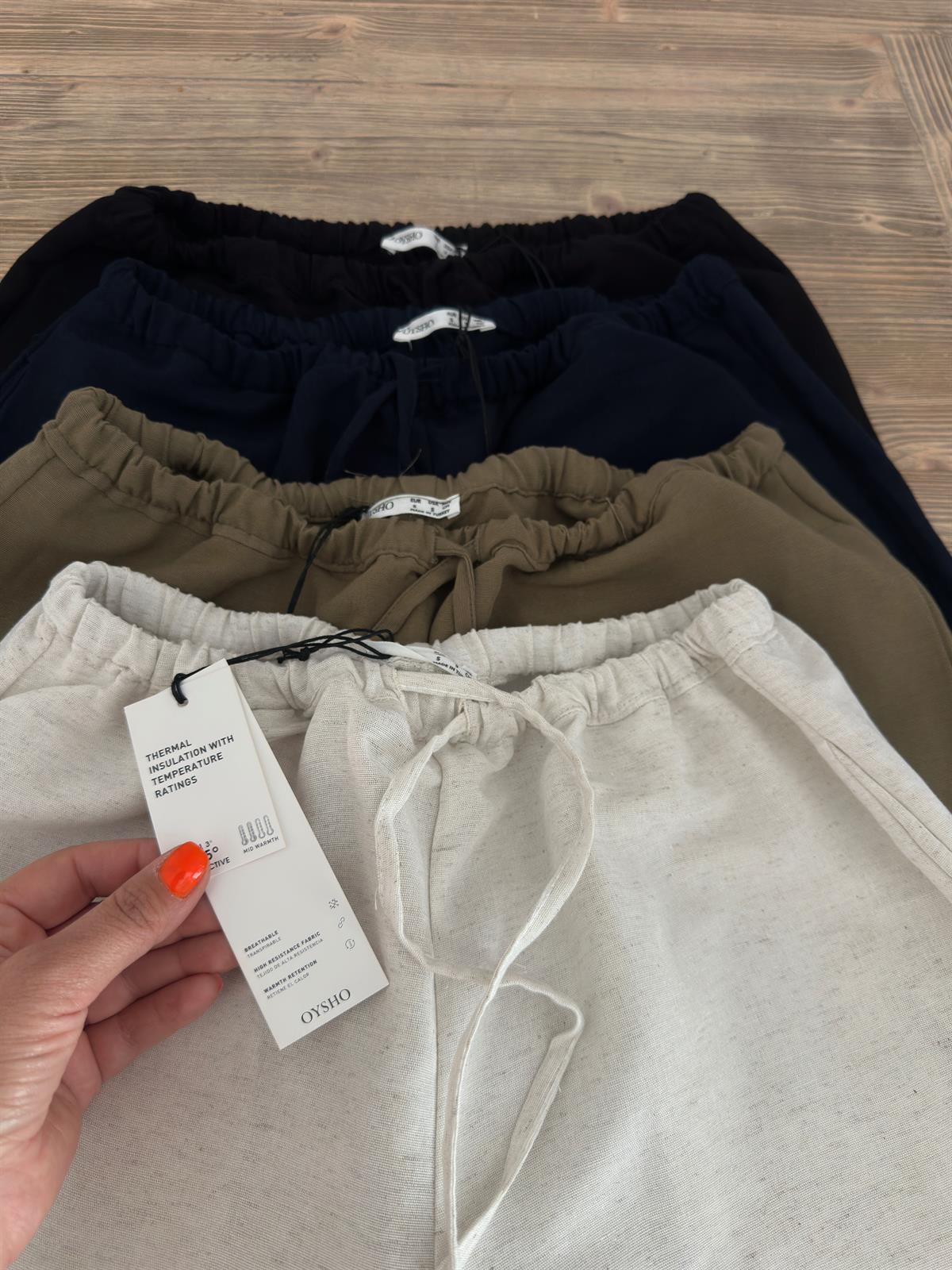 Orijinal Marka Keten Bol Paça Pantolon - Taş