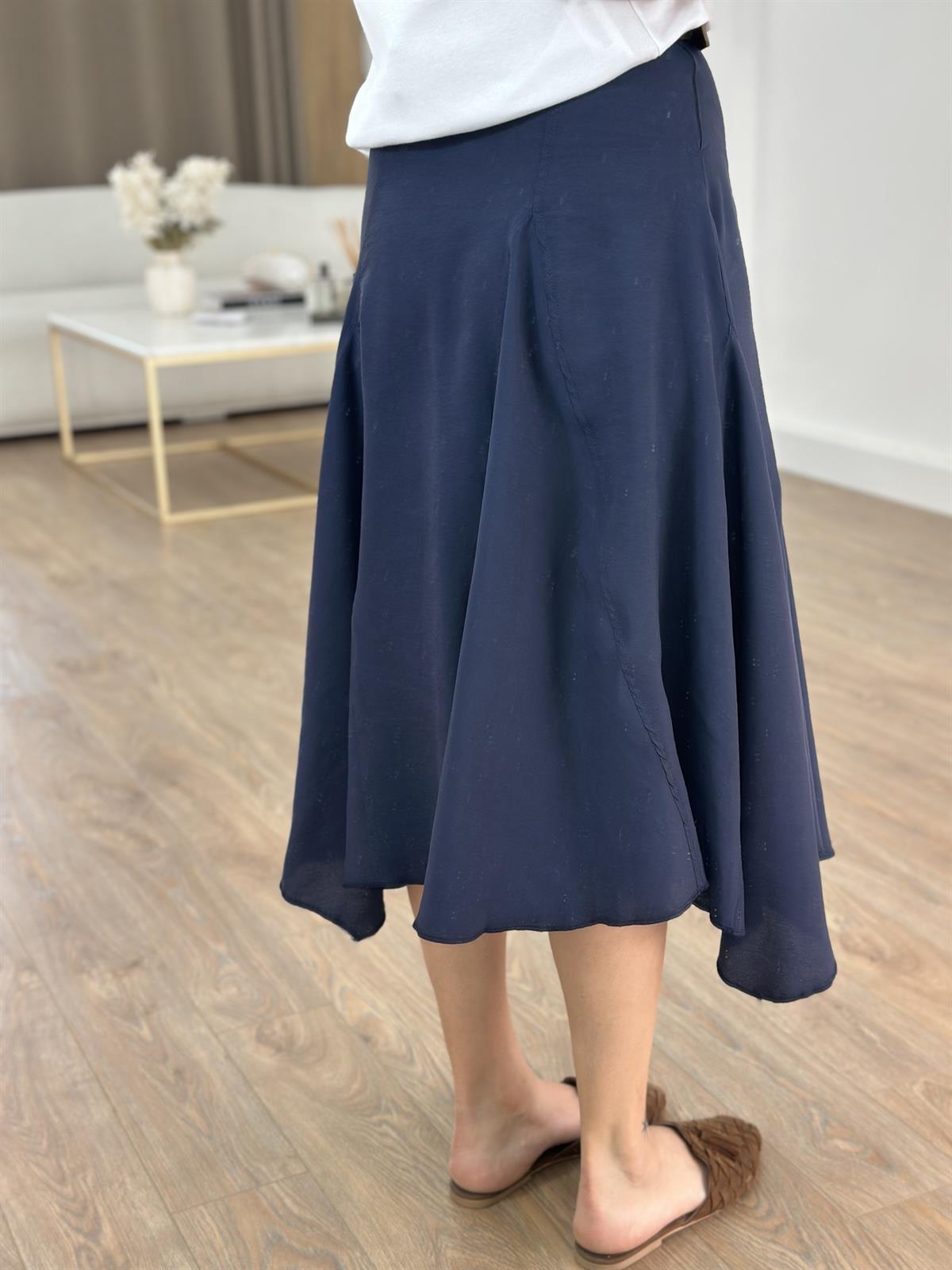 Orijinal Marka Asimetrik Midi Etek - Lacivert