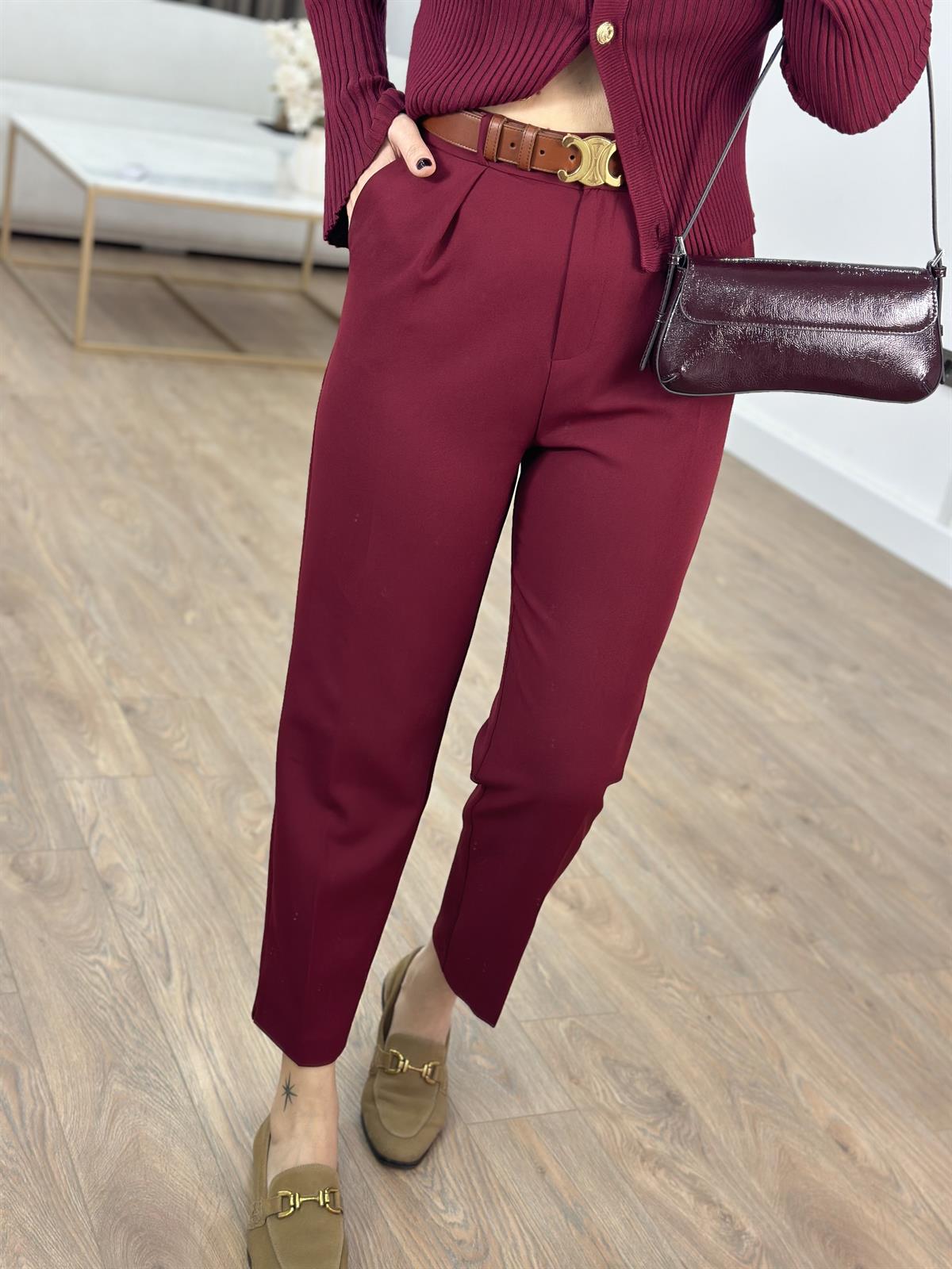 Orijinal Marka Likralı Havuç Pantolon - Bordo