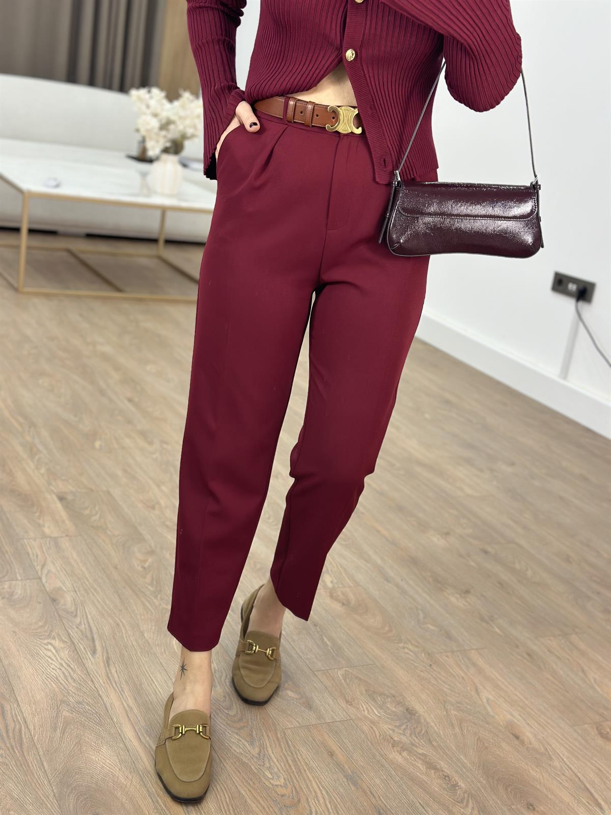 Orijinal Marka Likralı Havuç Pantolon - Bordo