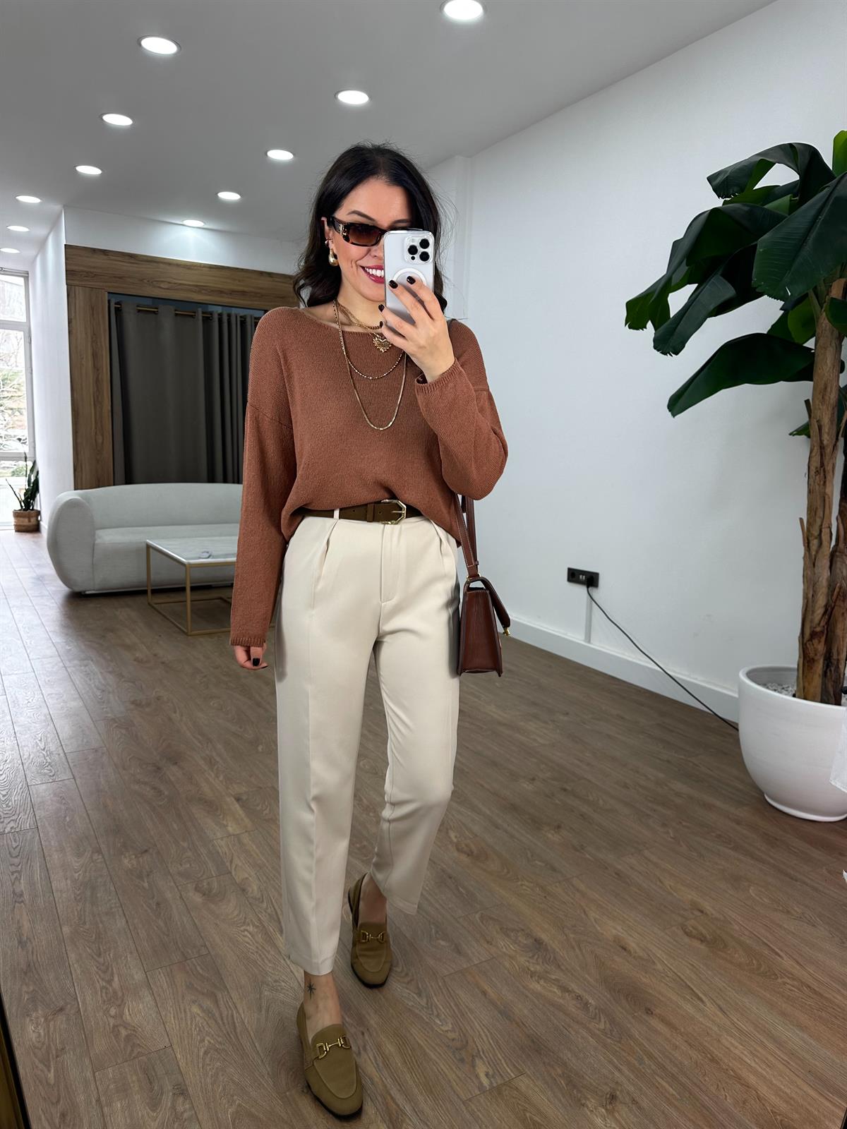 Orijinal Marka Likralı Havuç Pantolon - Taş 