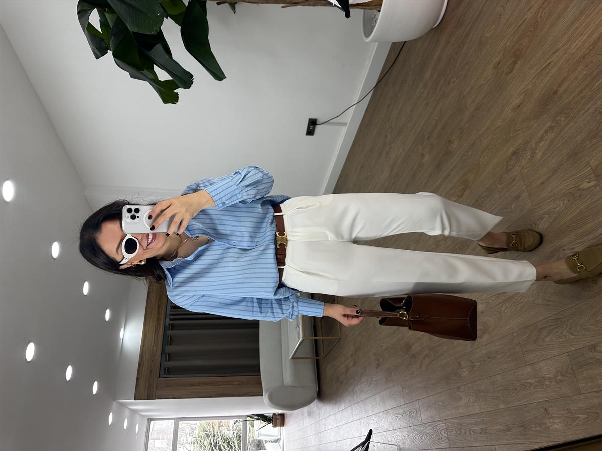 Orijinal Marka Likralı Havuç Pantolon - Beyaz