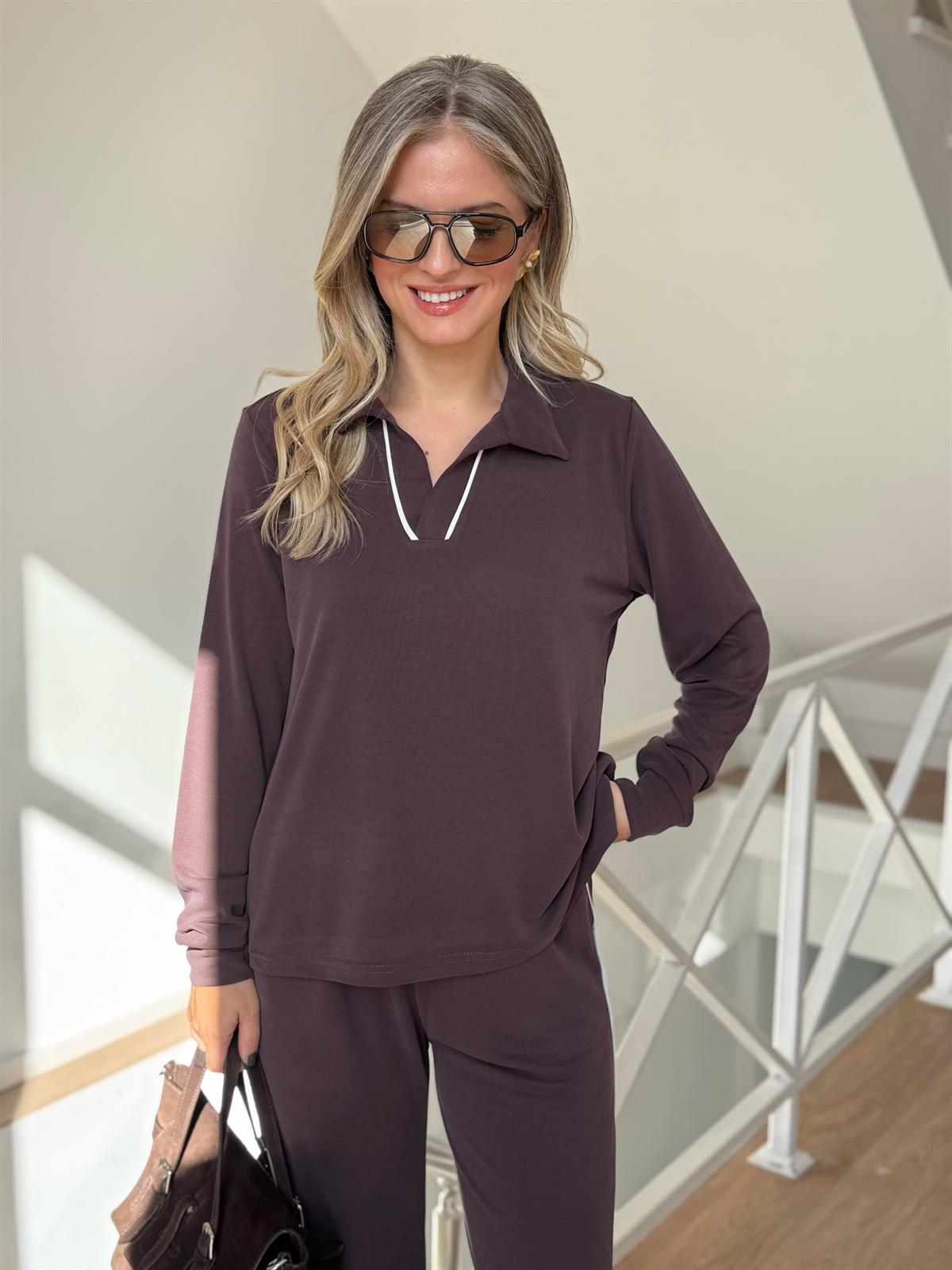 Orijinal Marka Modal Eşofman Takımı - Kahverengi