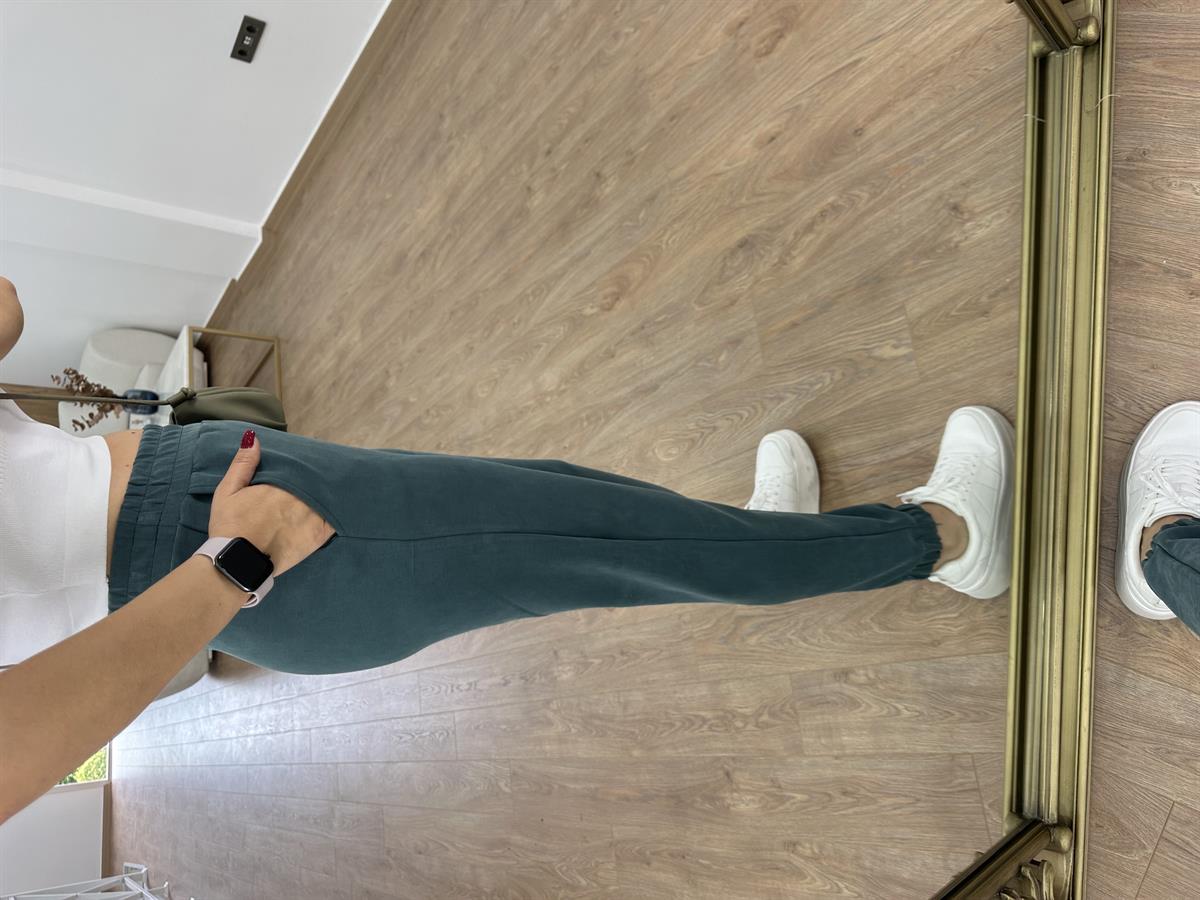 Orijinal Marka Modal Kumaş Eşofman Altı-Yeşil