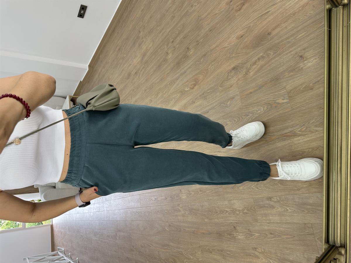 Orijinal Marka Modal Kumaş Eşofman Altı-Yeşil