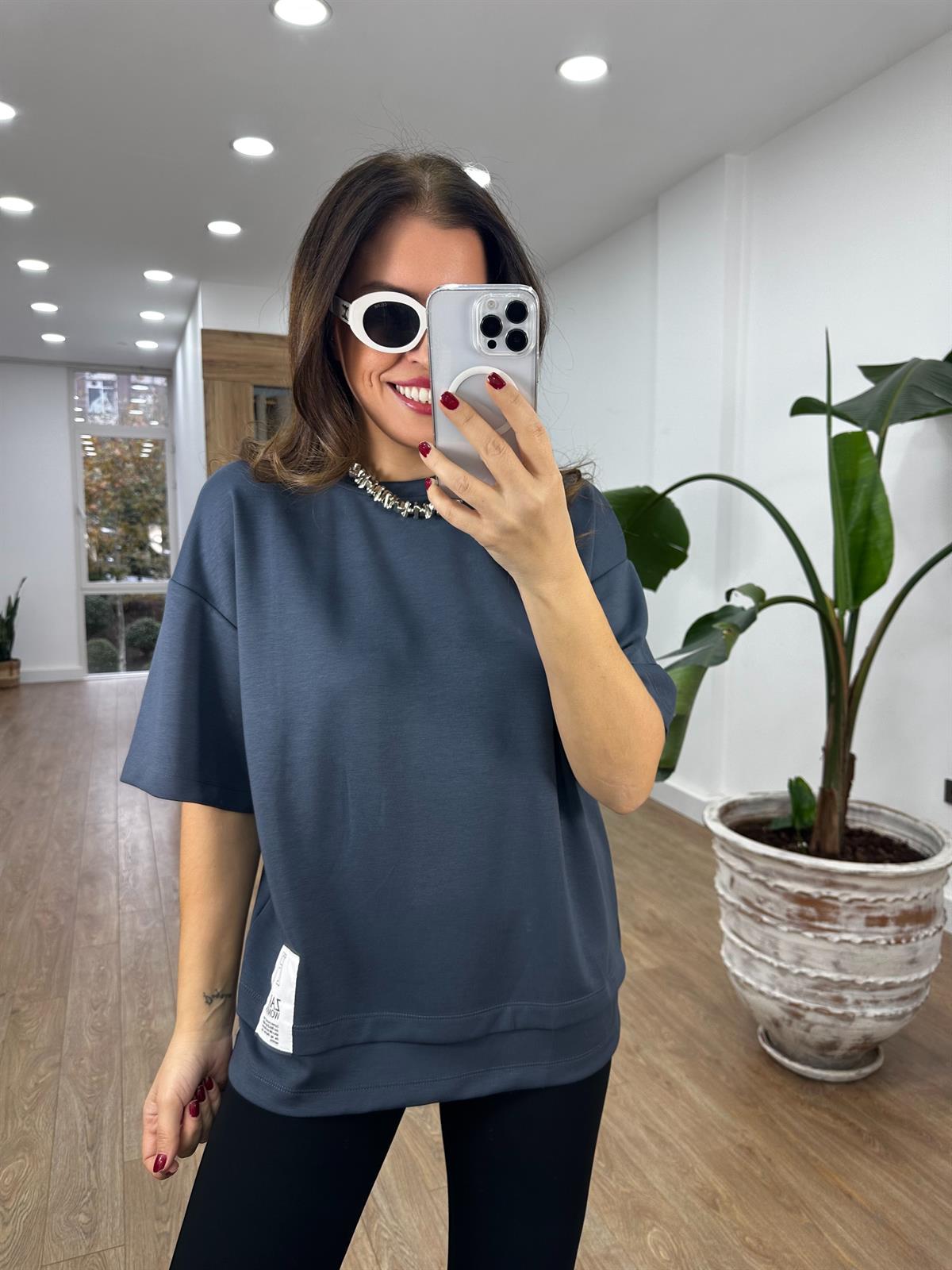 Orijinal Marka Modal Oversize Tshirt - Antrasit