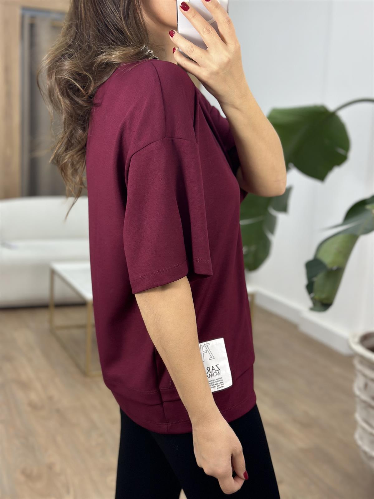 Orijinal Marka Modal Oversize Tshirt - Bordo