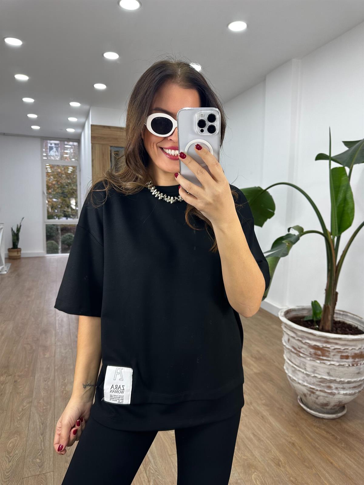 Orijinal Marka Modal Oversize Tshirt - Siyah