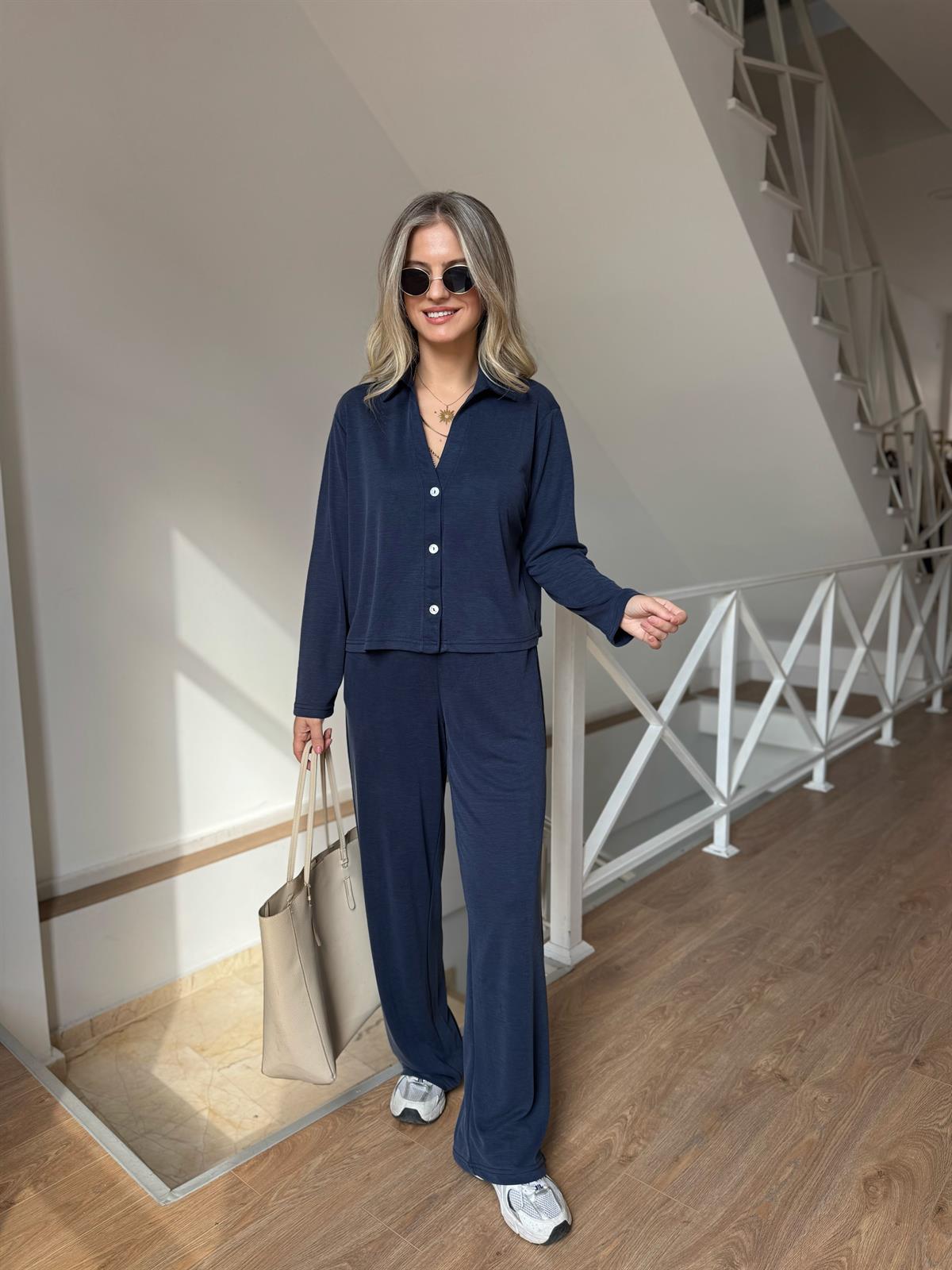 Orijinal Marka Modal Pantolon Gömlek Takım - Lacivert