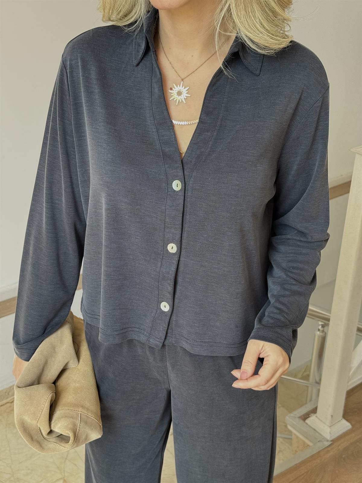 Orijinal Marka Modal Pantolon Gömlek Takım - Antrasit