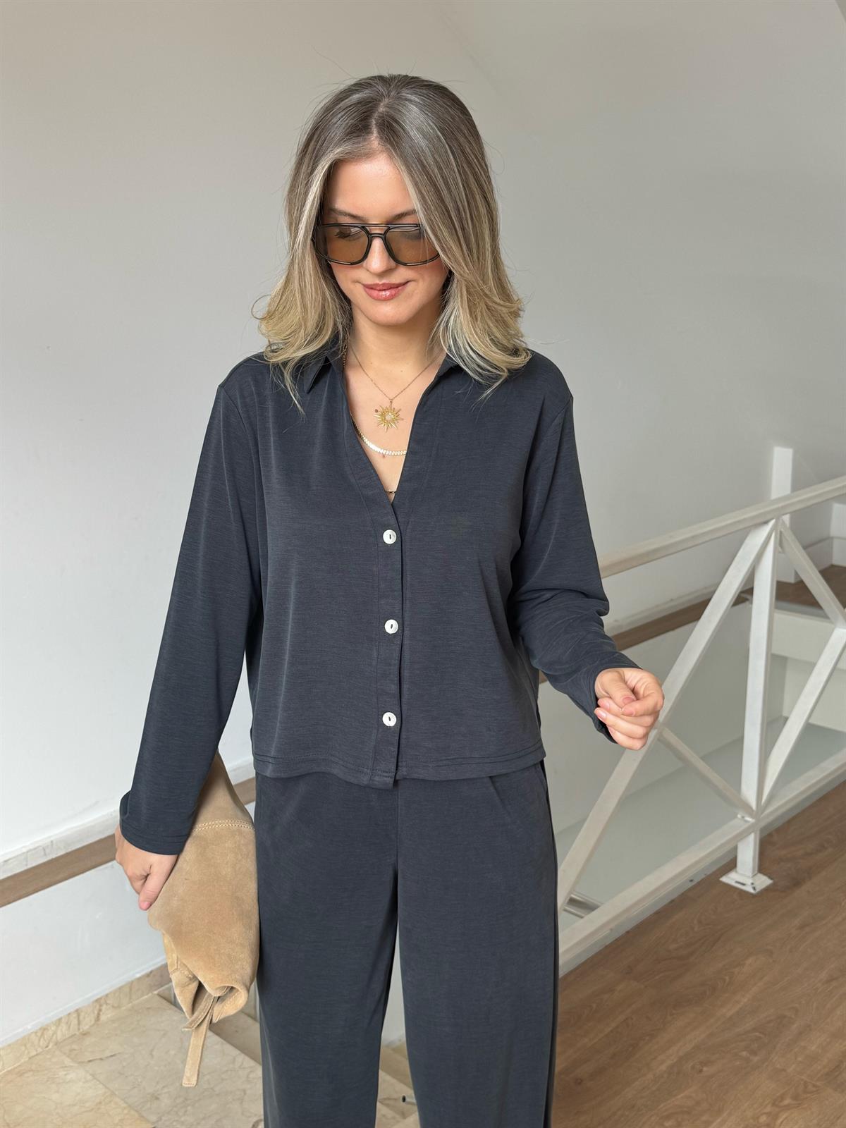 Orijinal Marka Modal Pantolon Gömlek Takım - Antrasit