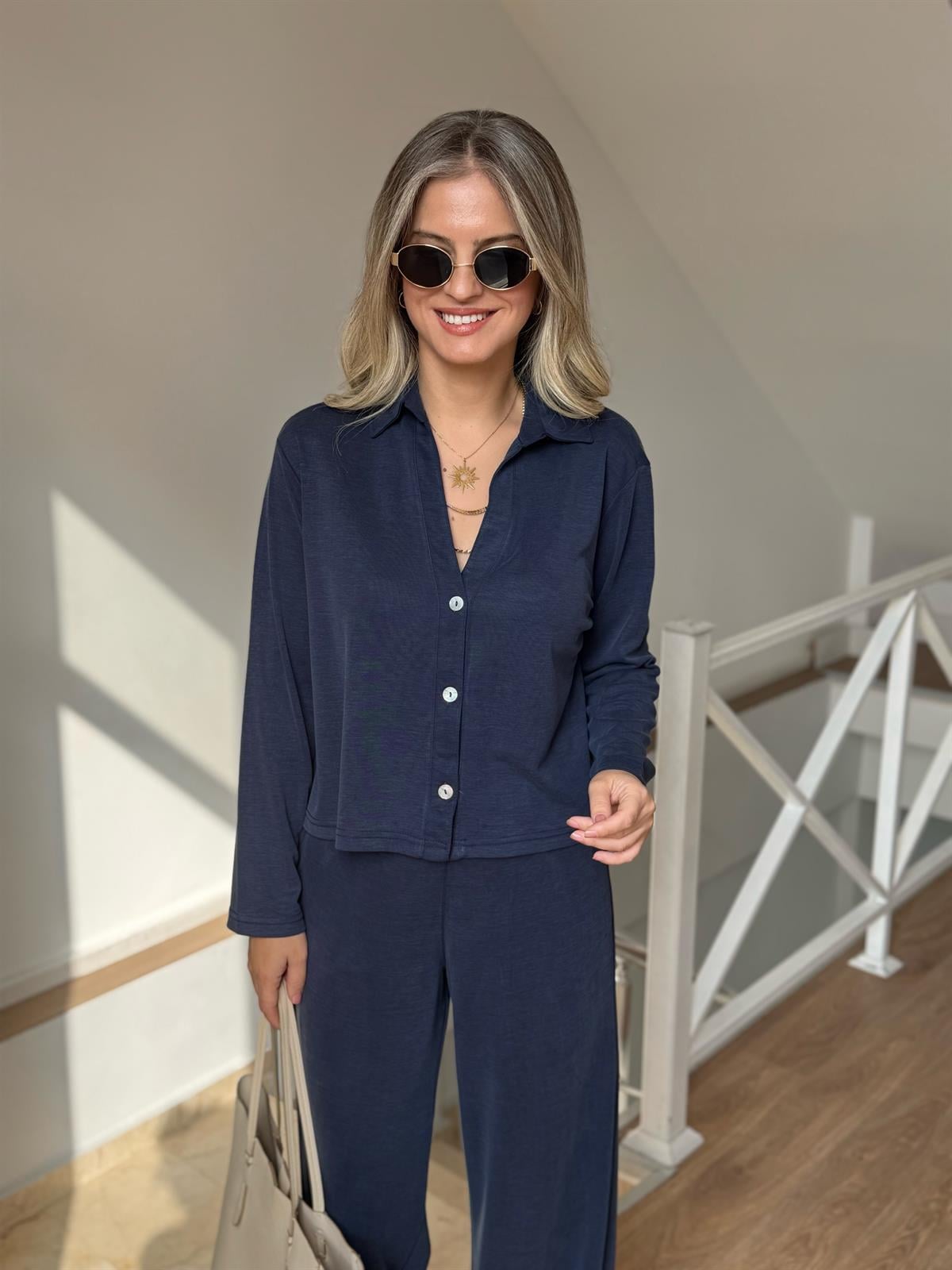 Orijinal Marka Modal Pantolon Gömlek Takım - Lacivert