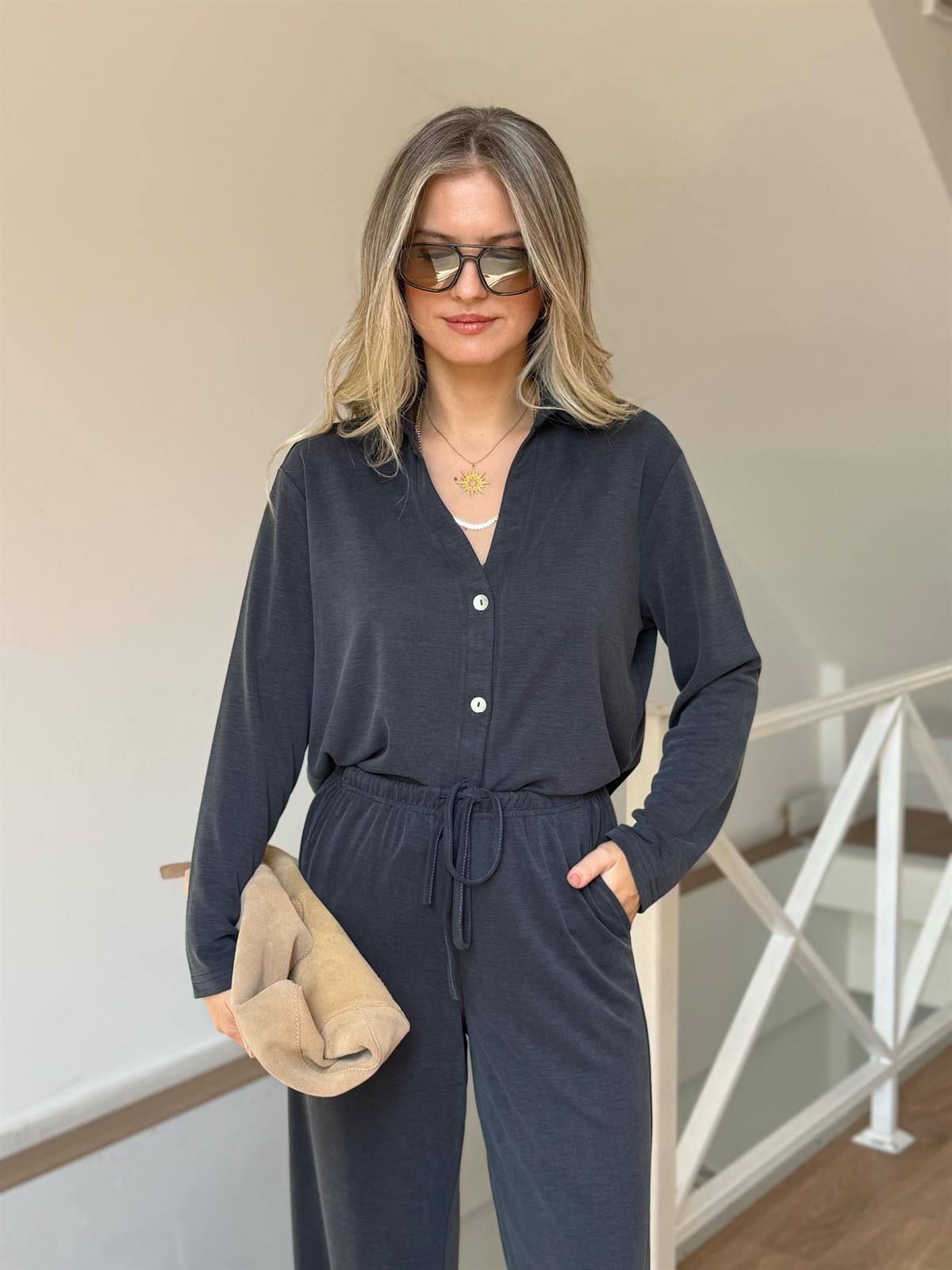 Orijinal Marka Modal Pantolon Gömlek Takım - Antrasit