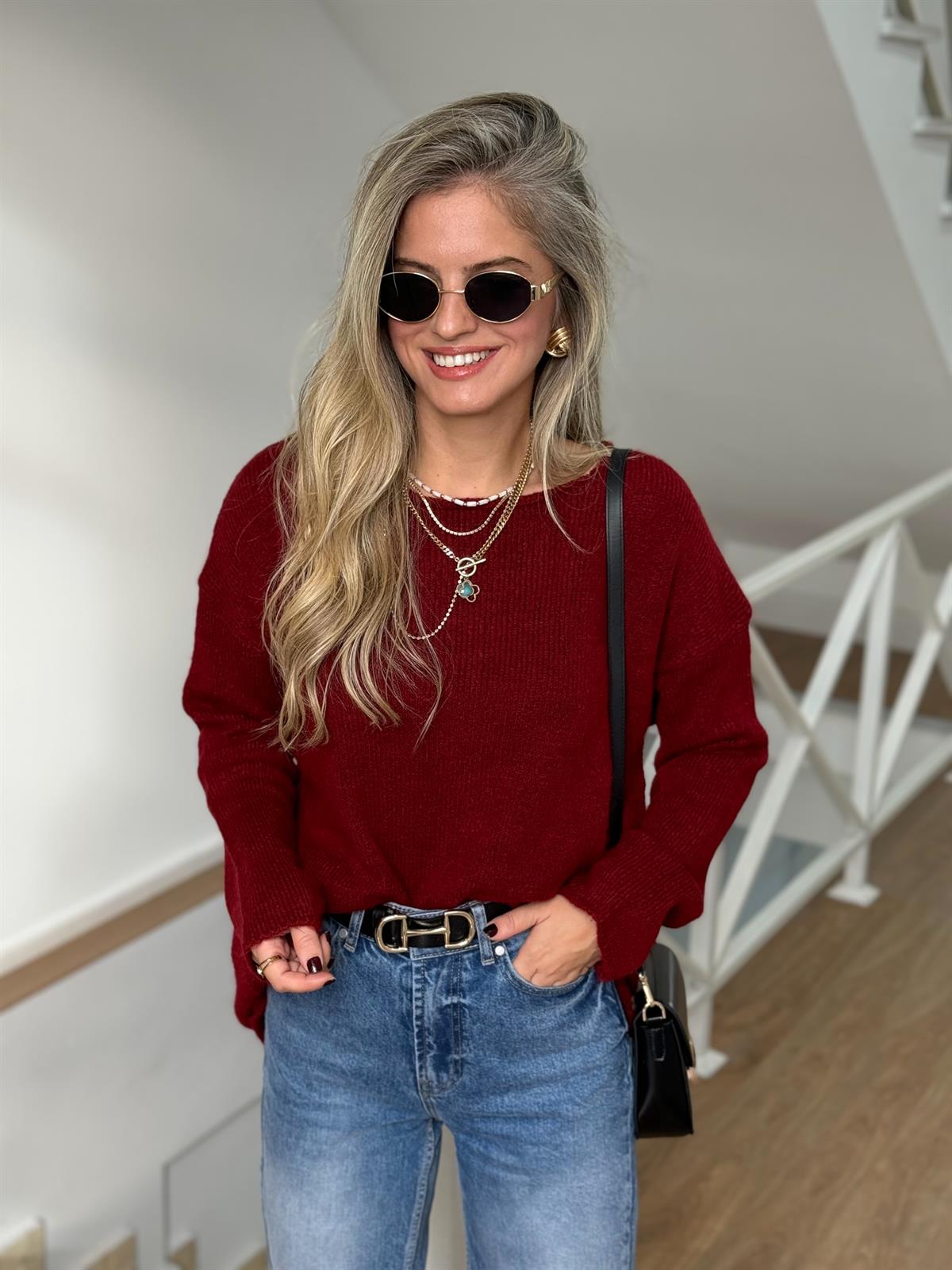 Orijinal Marka Salaş Kazak - Bordo 