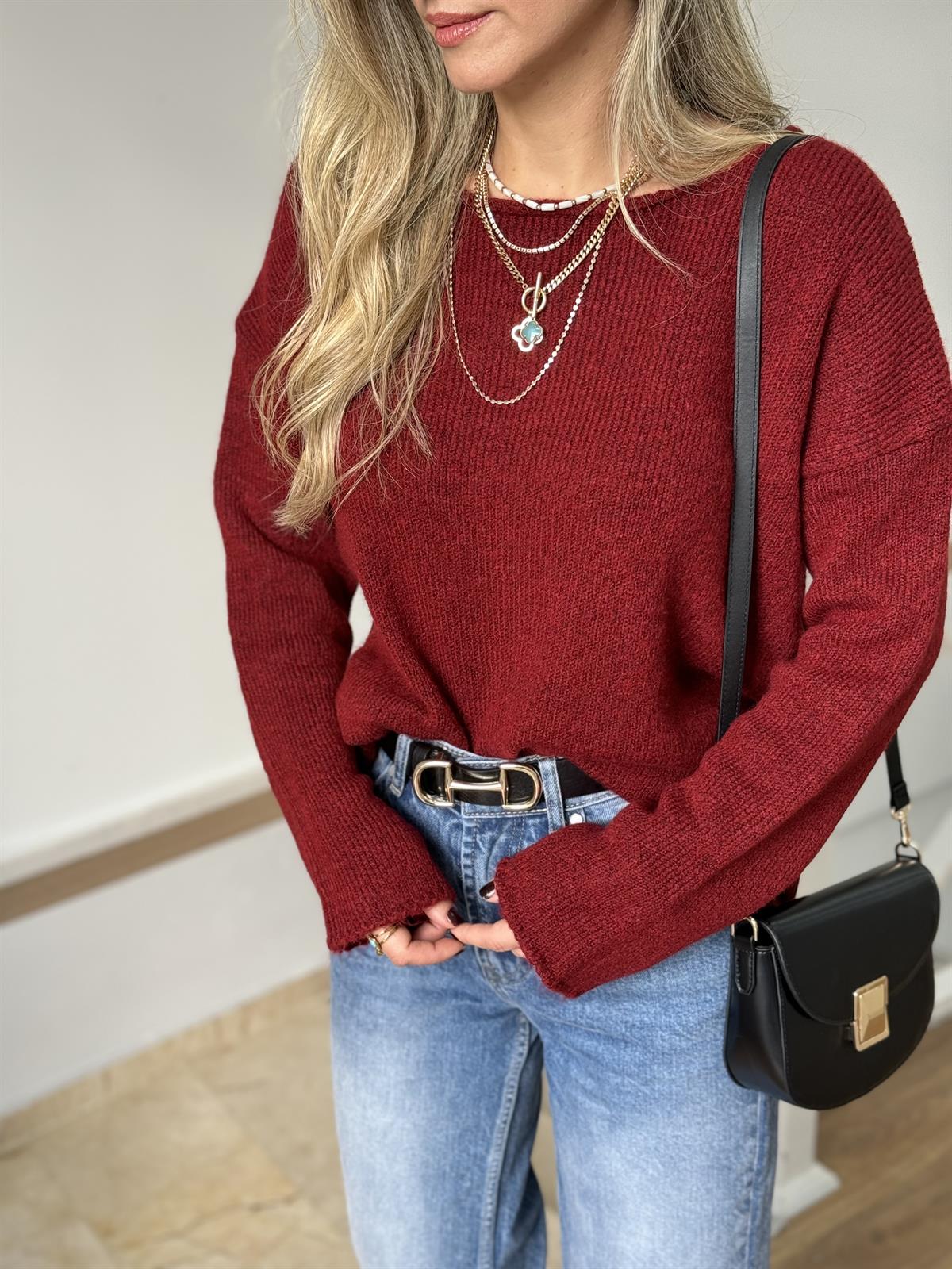 Orijinal Marka Salaş Kazak - Bordo 