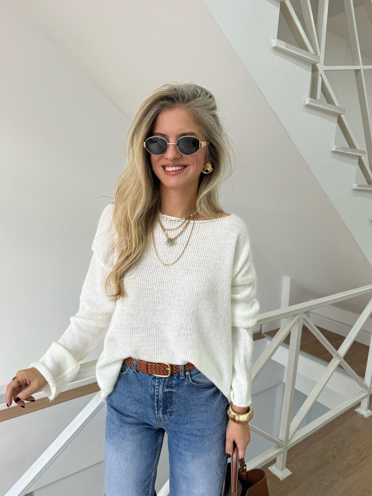 Orijinal Marka Salaş Kazak - Ekru 