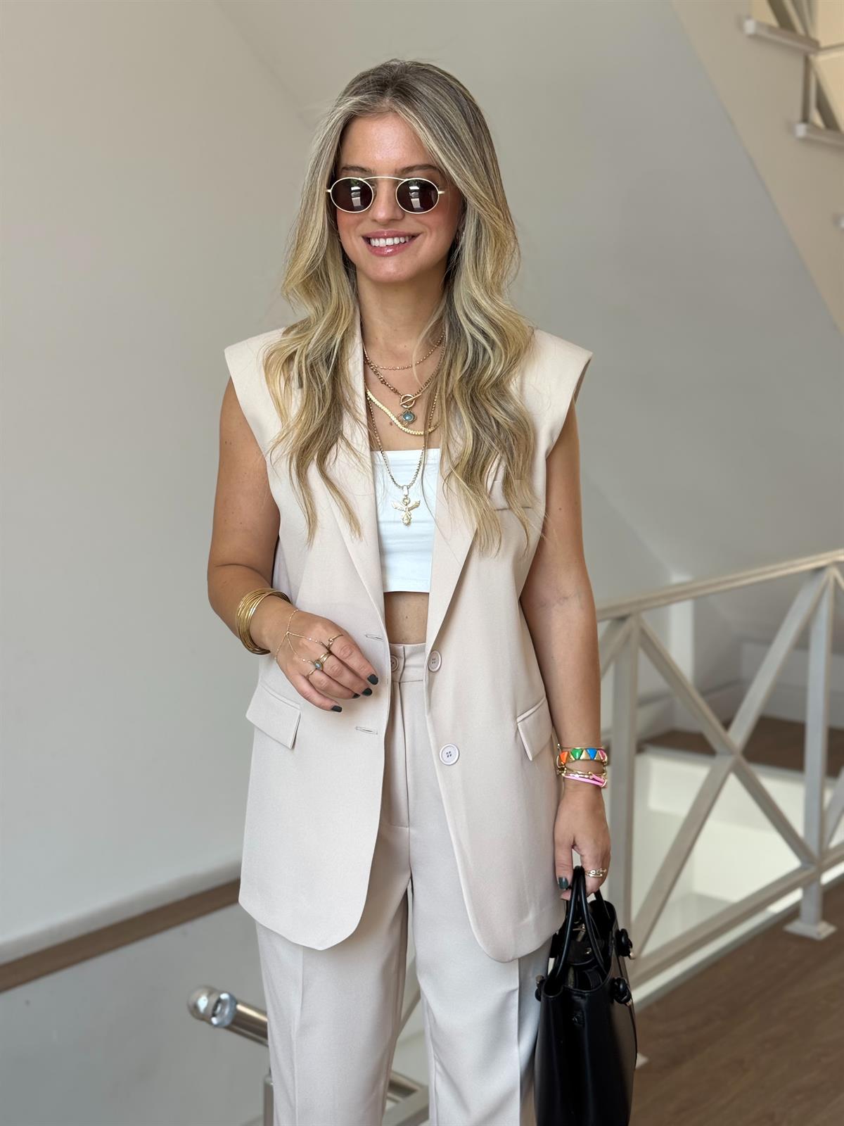 Orijinal Marka Yelek Pantolon Takım - Bej