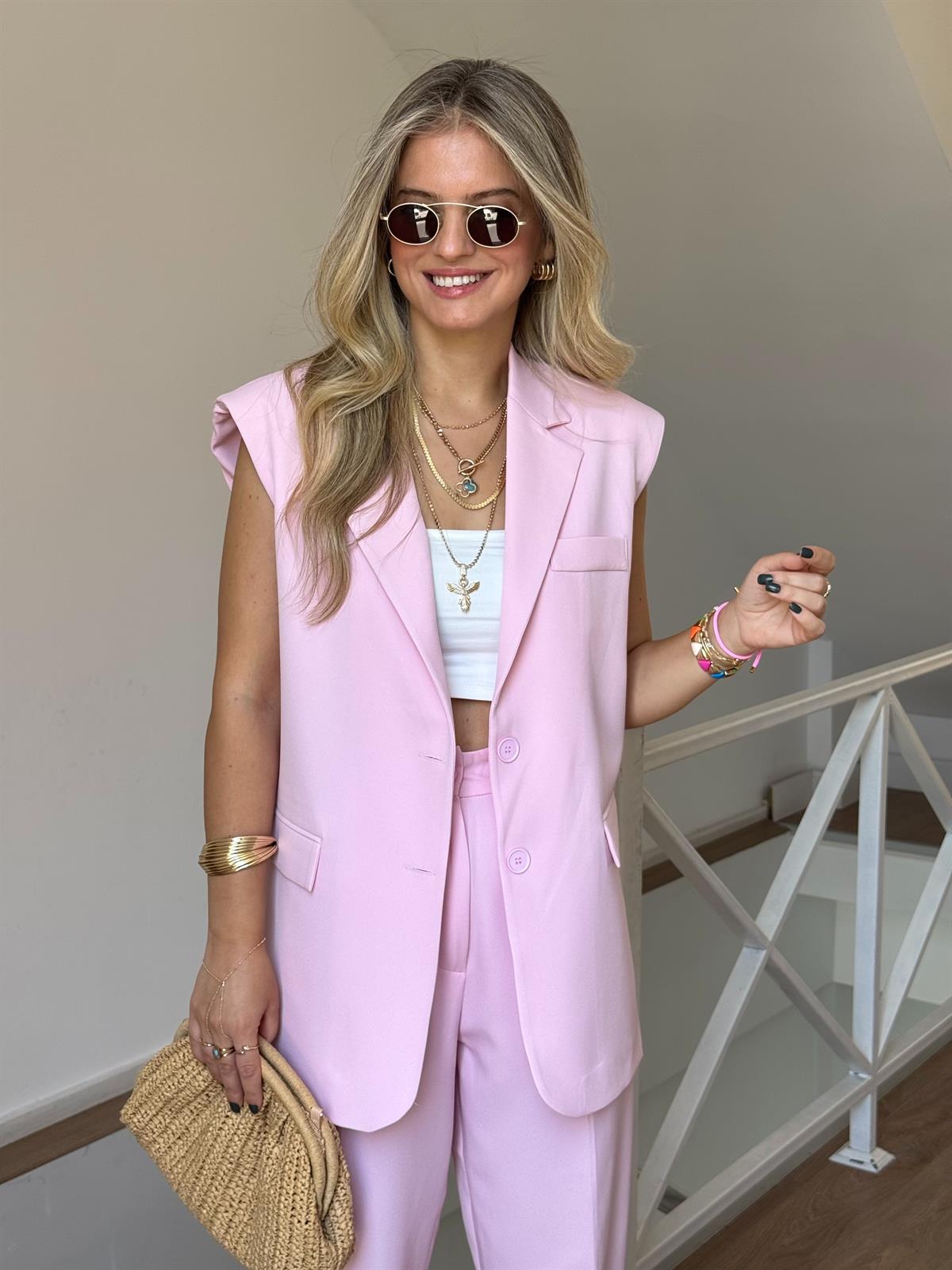 Orijinal Marka Yelek Pantolon Takım - Pembe