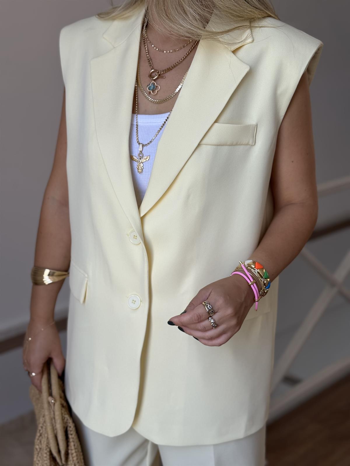 Orijinal Marka Yelek Pantolon Takım - Sarı