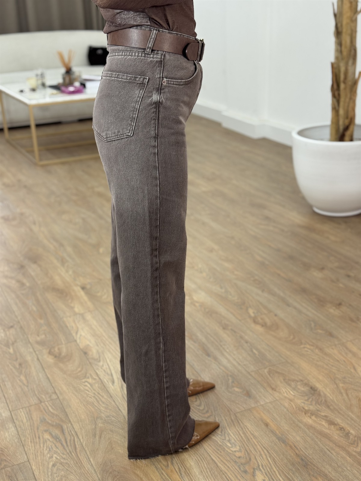 Orijinal Marka Yıkamalı Straight Jean - Kahverengi