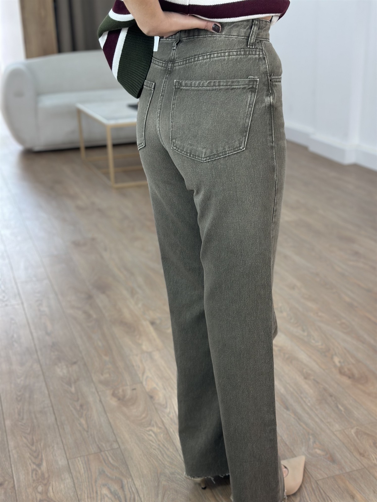 Orijinal Marka Yıkamalı Straight Jean - Haki