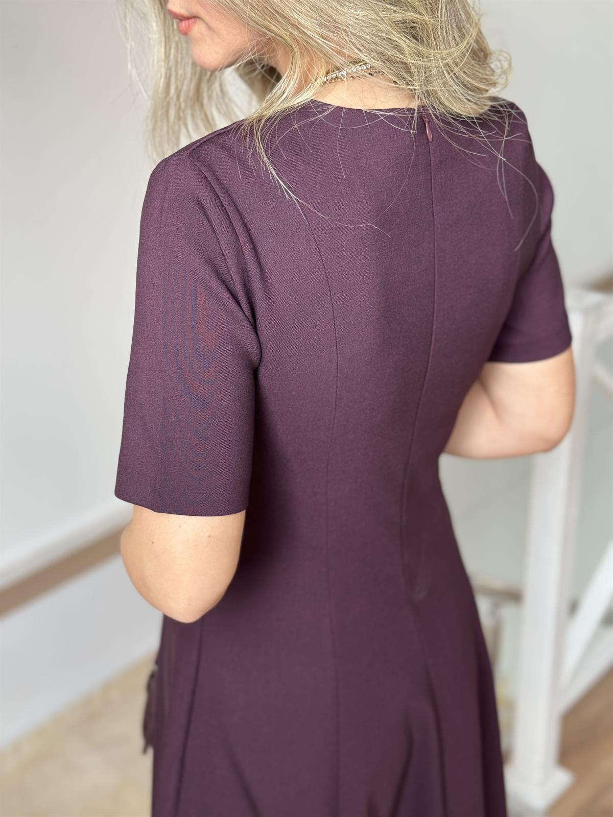 Orijinal Model Midi Boy Çan Elbise-Bordo