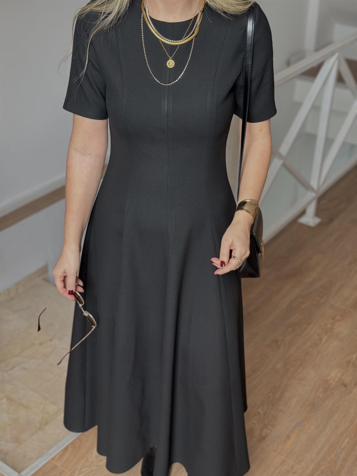 Orijinal Model Midi Boy Çan Elbise-Siyah