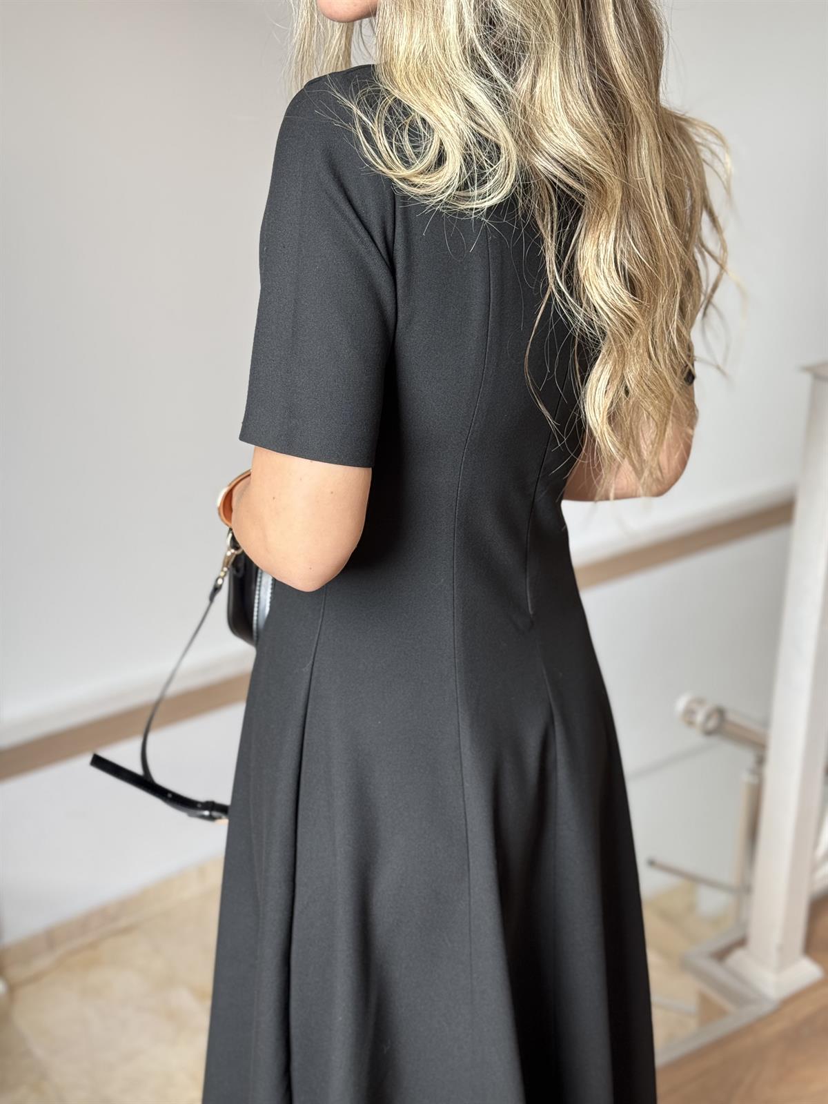 Orijinal Model Midi Boy Çan Elbise-Siyah