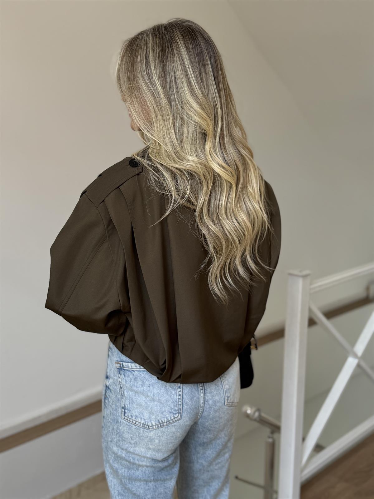 Orijinal Model Yüksek Yaka Astarlı Trençkot - Haki