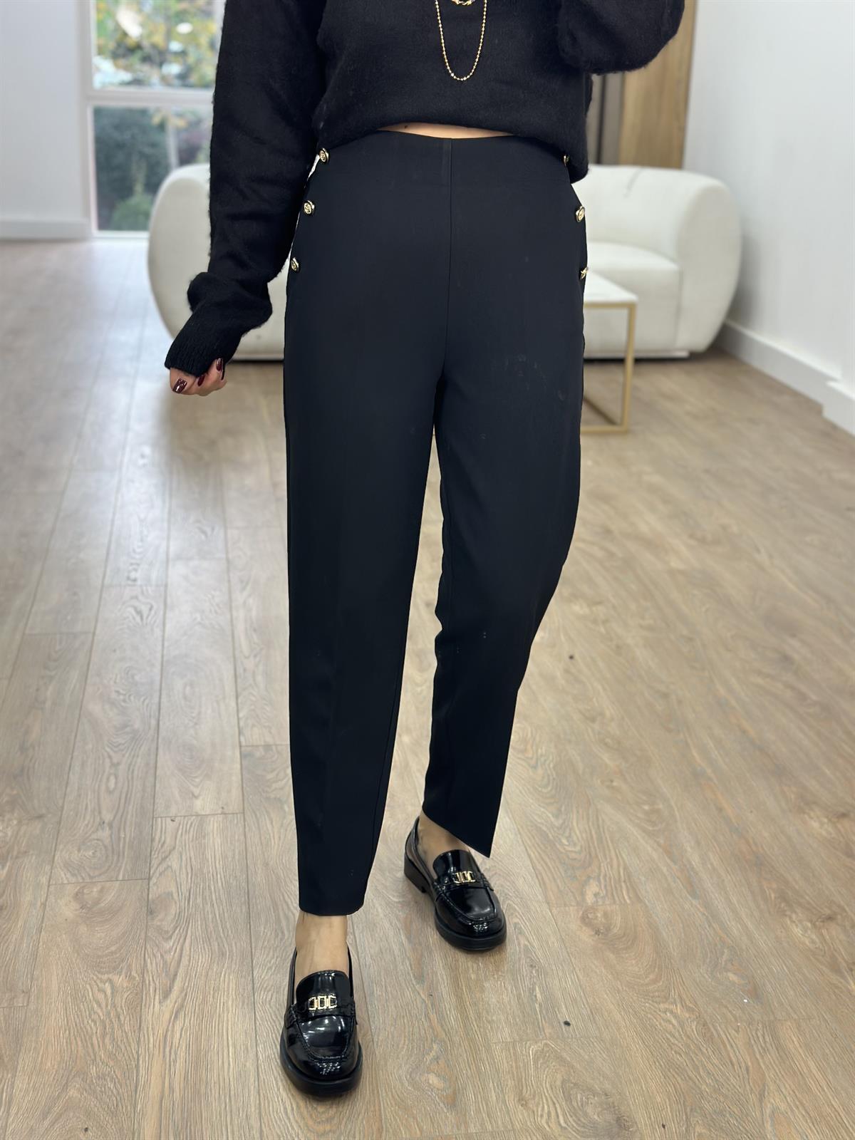 Orjinal Marka Arkası Lastikli Havuç Pantolon-Siyah