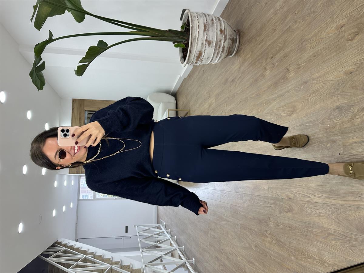 Orjinal Marka Arkası Lastikli Havuç Pantolon-Lacivert