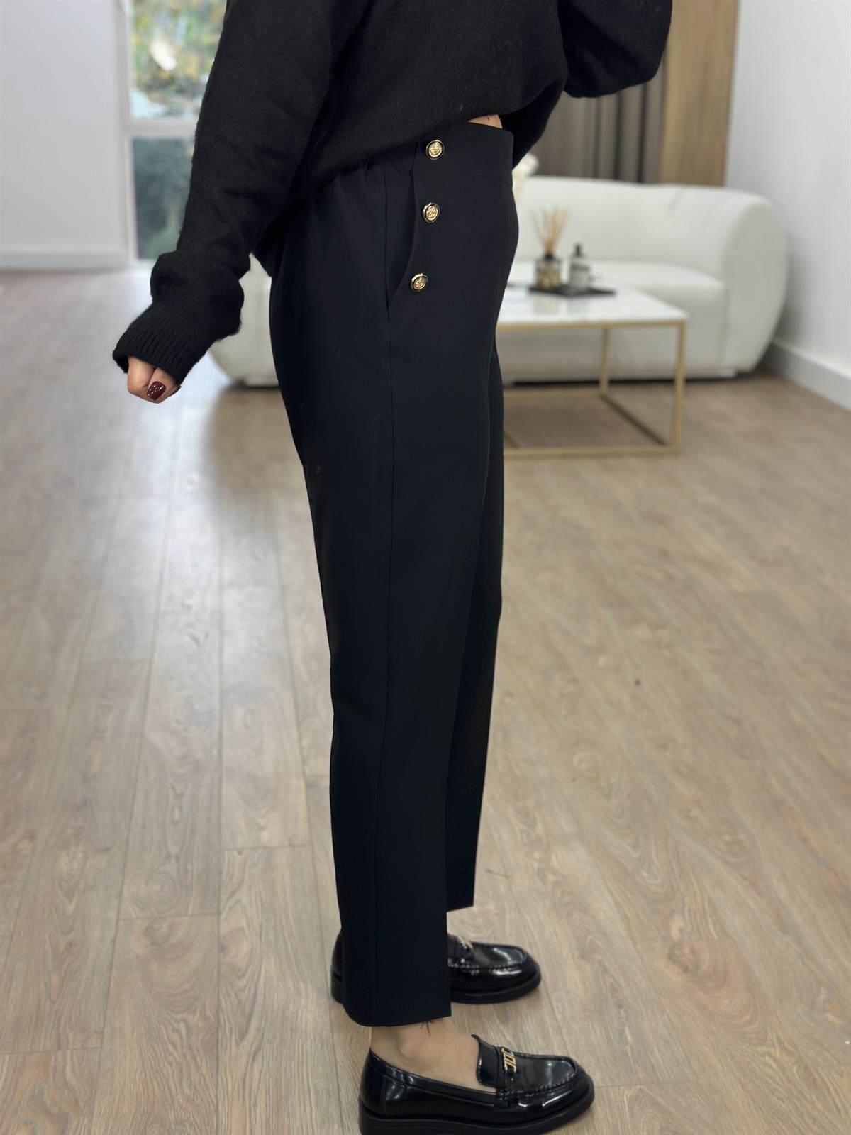 Orjinal Marka Arkası Lastikli Havuç Pantolon-Siyah