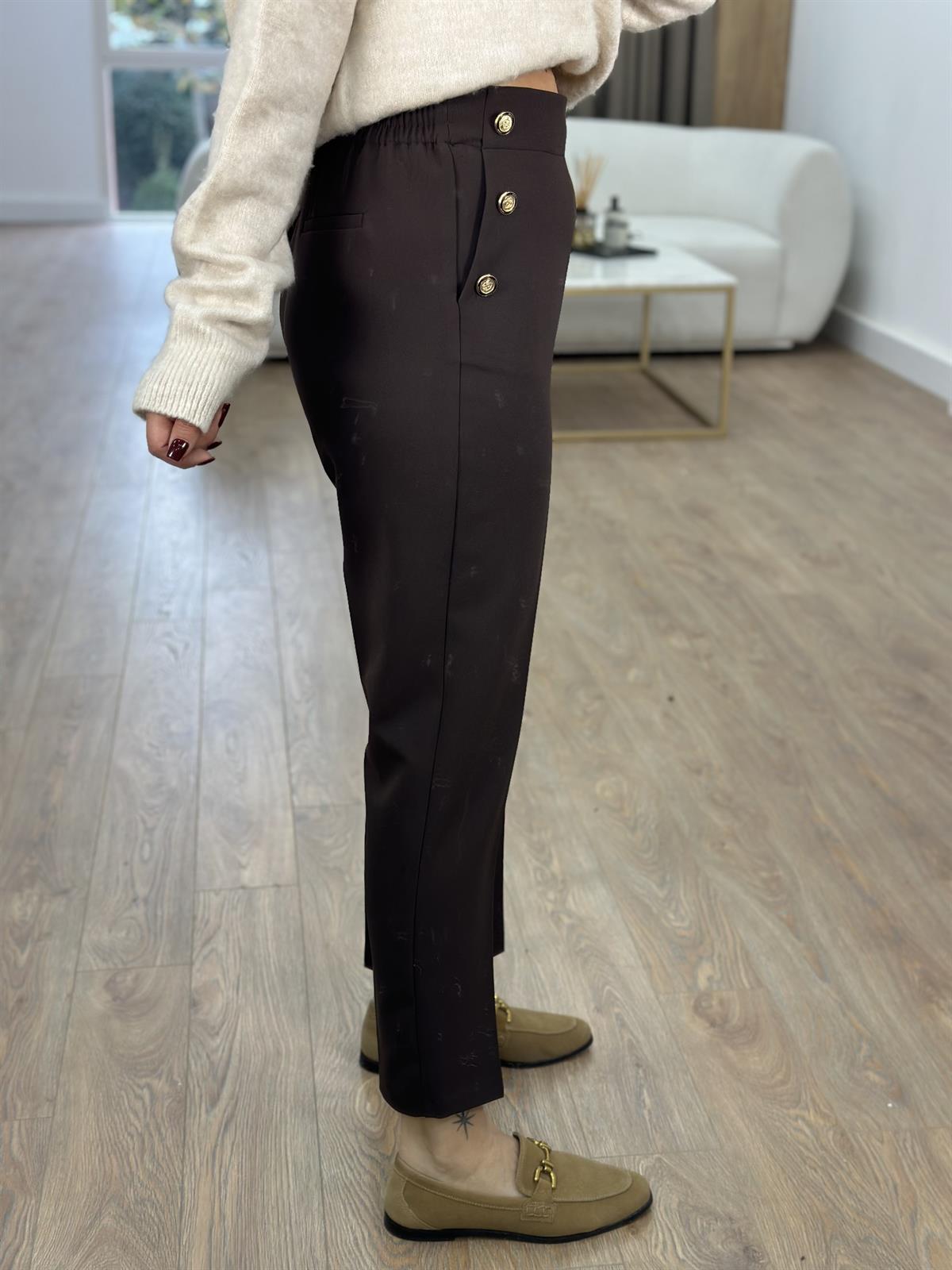 Orjinal Marka Arkası Lastikli Havuç Pantolon-Kahverengi