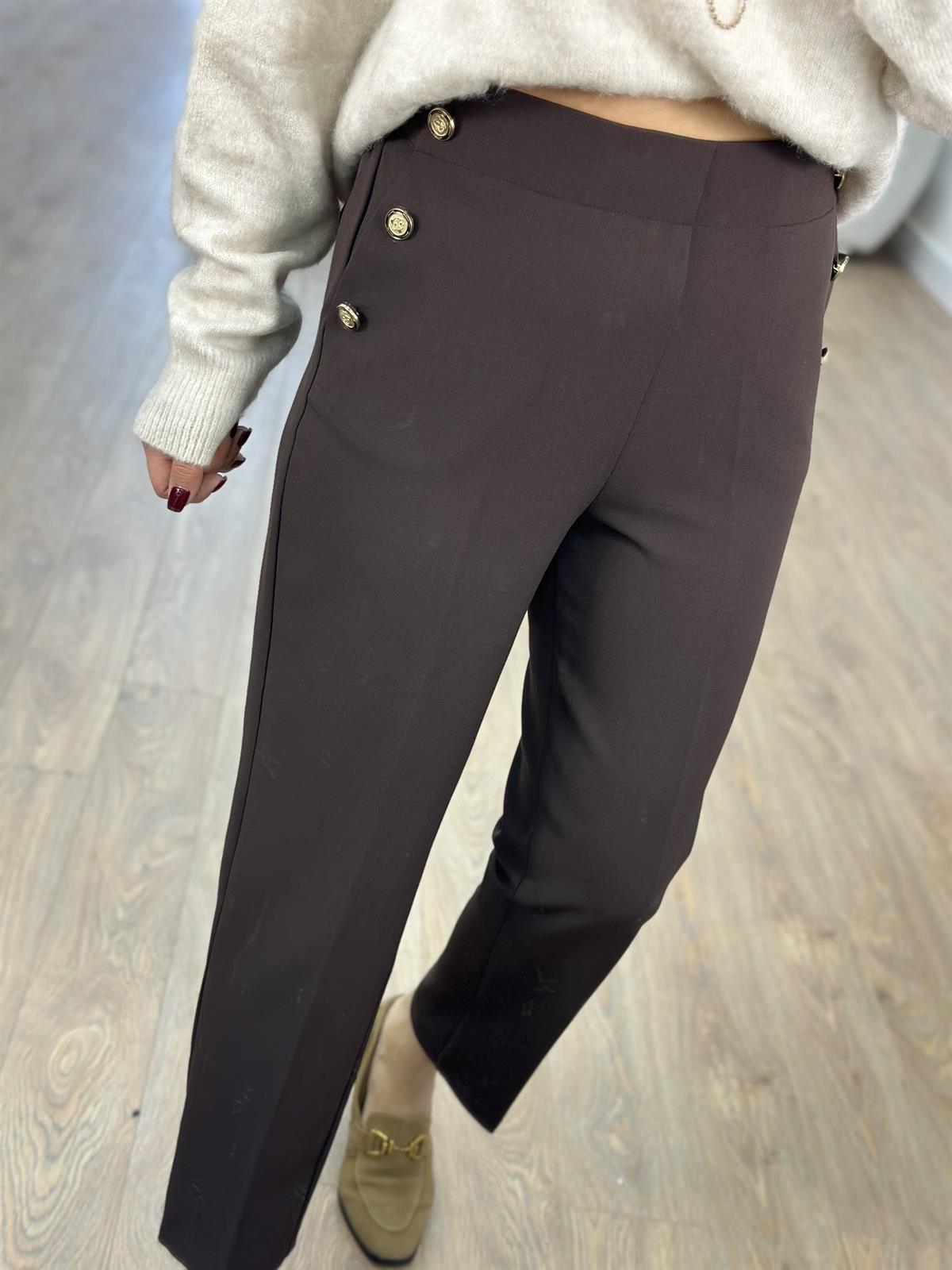 Orjinal Marka Arkası Lastikli Havuç Pantolon-Kahverengi