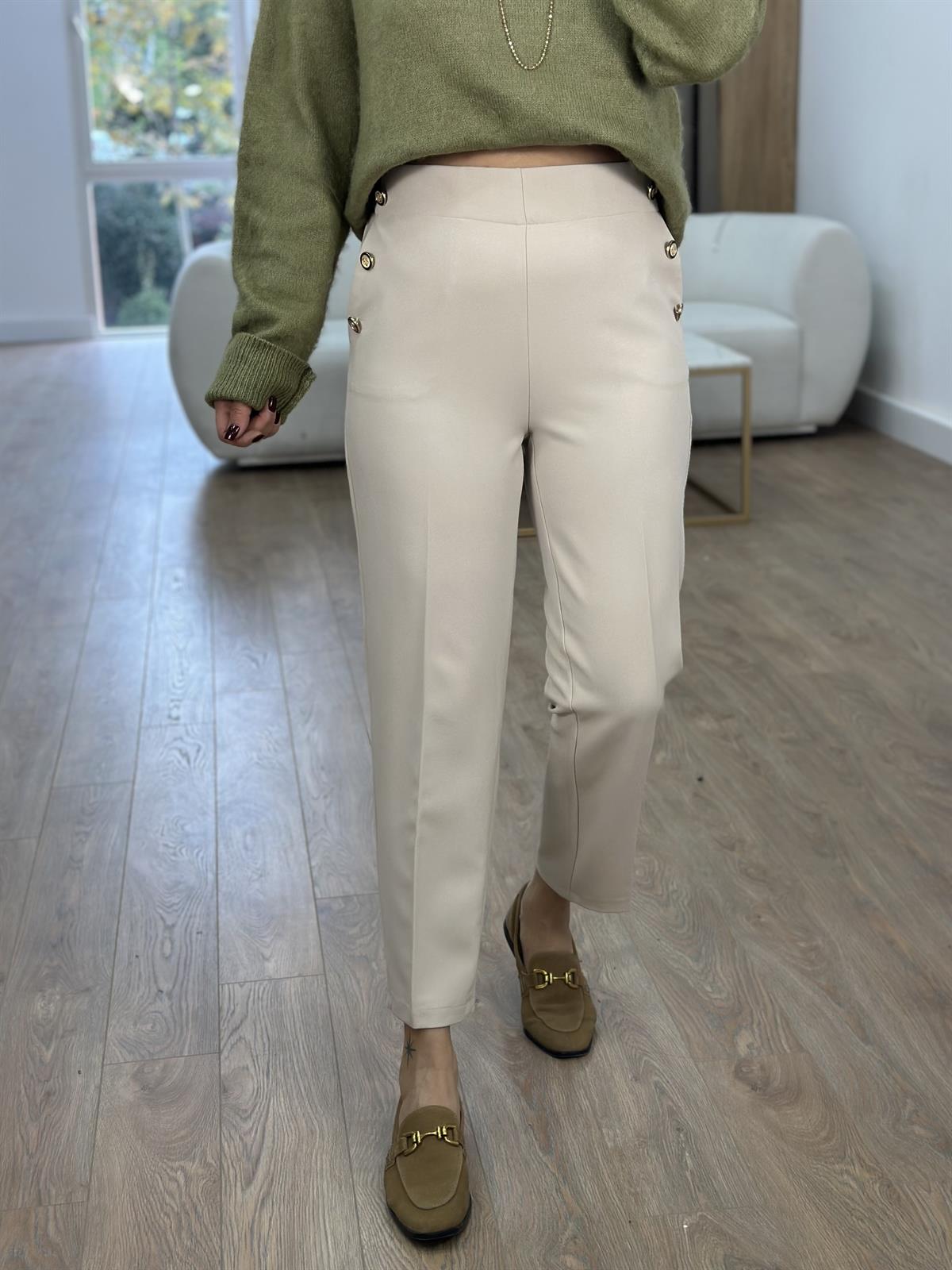 Orjinal Marka Arkası Lastikli Havuç Pantolon-Taş