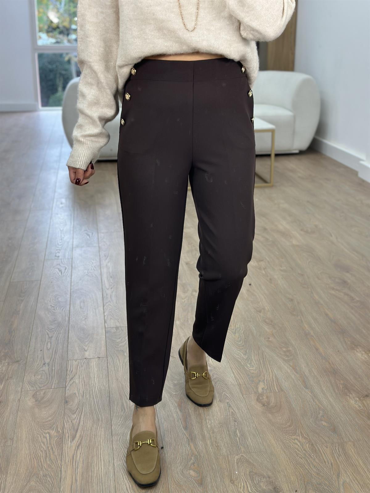 Orjinal Marka Arkası Lastikli Havuç Pantolon-Kahverengi