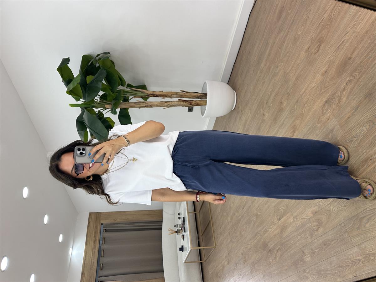 Orjinal Marka Beli Lastikli Pantolon - Lacivert